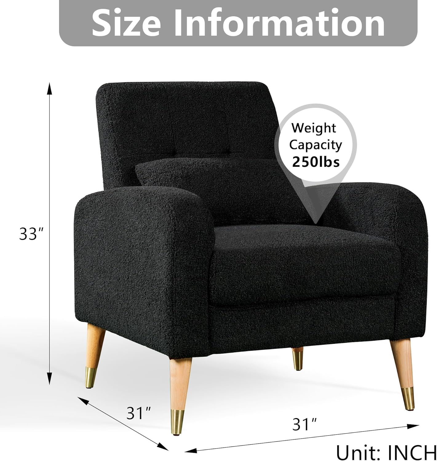 Dolonm Silla decorativa moderna de mediados de siglo, sillón tapizado, silla de sala de estar, cómoda silla individual con patas resistentes, silla