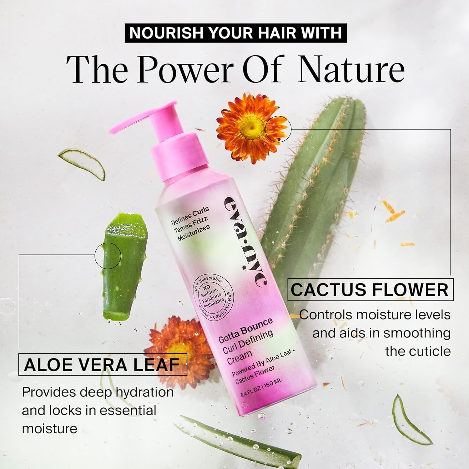 Eva NYC Gotta Bounce – Crema definidora de rizos, productos hidratantes para cabello rizado, crema suavizante para cabello rizado, productos para