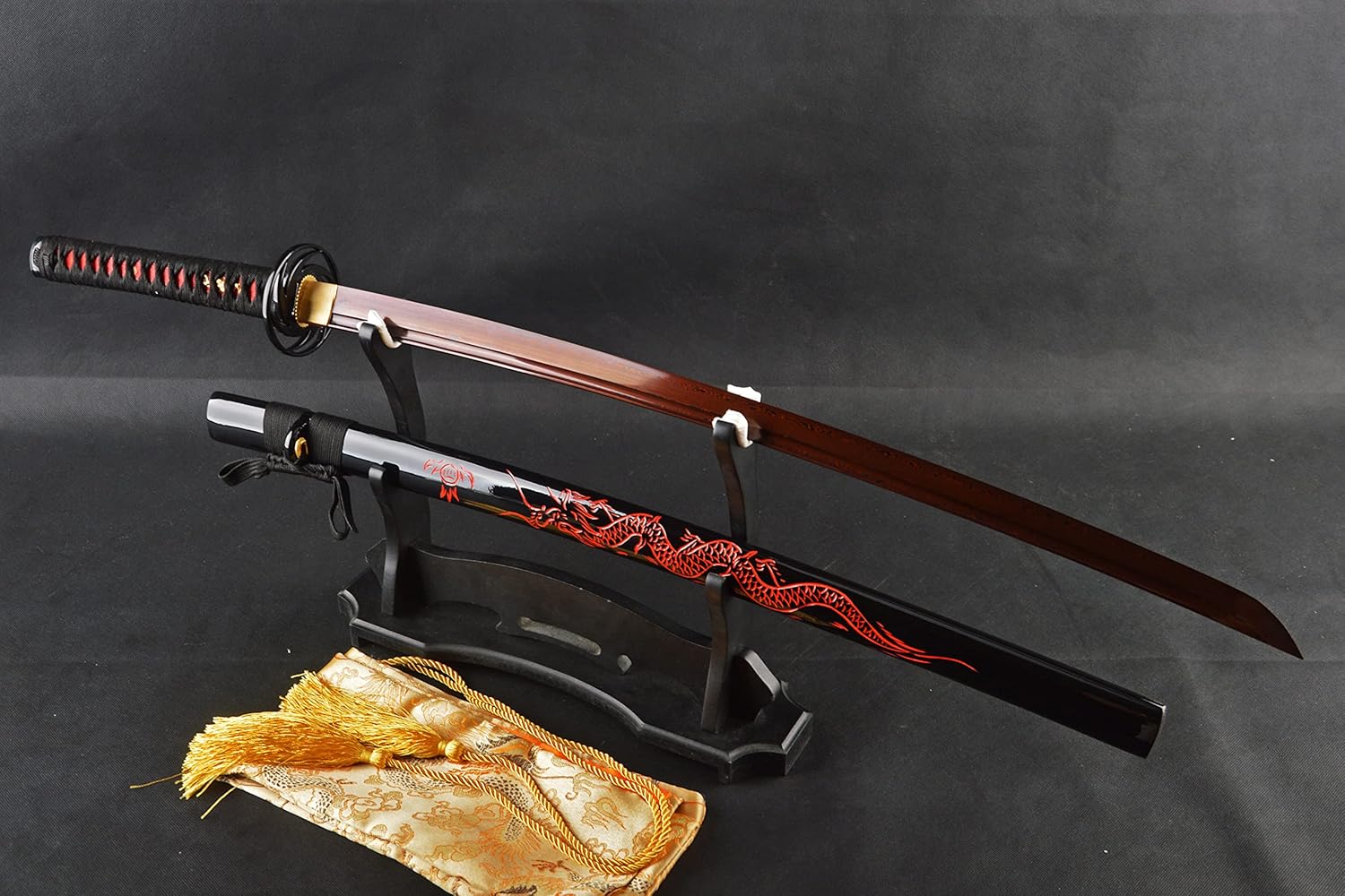 41 inch Hand Forged Japanese Samurai Katana Sword 1095 Carbon SteelDamascus SteelClay Tempering Full Tang Dragon Katana for Man Gift Cosplay