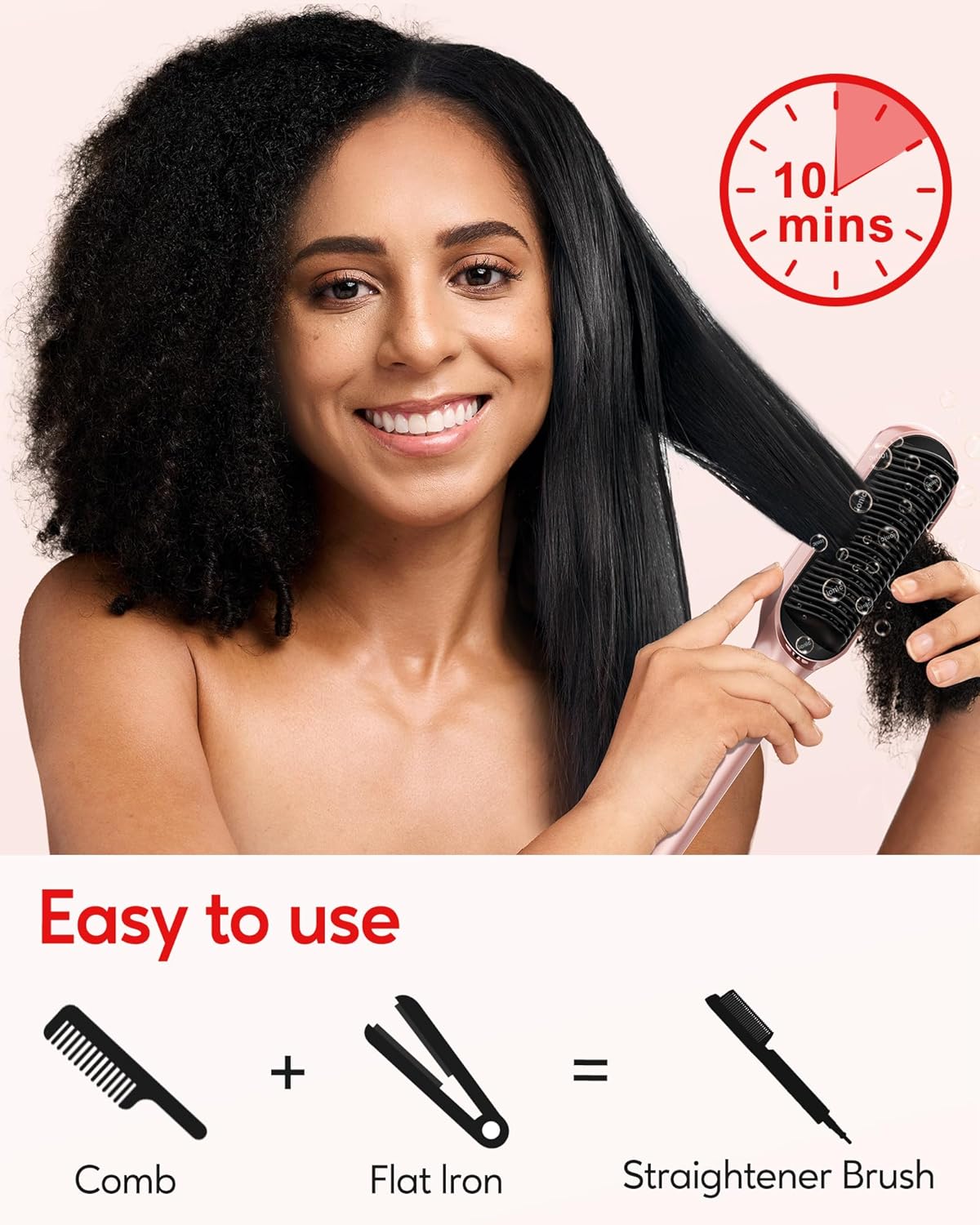 Terviiix Cepillo alisador de pelo, peine alisador de pelo para mujeres, peine de alisado iónico de cerámica con 13 temperaturas, peine de plancha