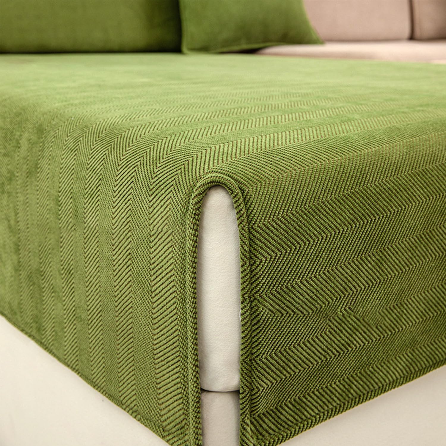 Funda de sofá divertida y mullida, funda protectora de tela de felpilla en espiga para muebles, funda divertida y mullida para sofá para mascotas,