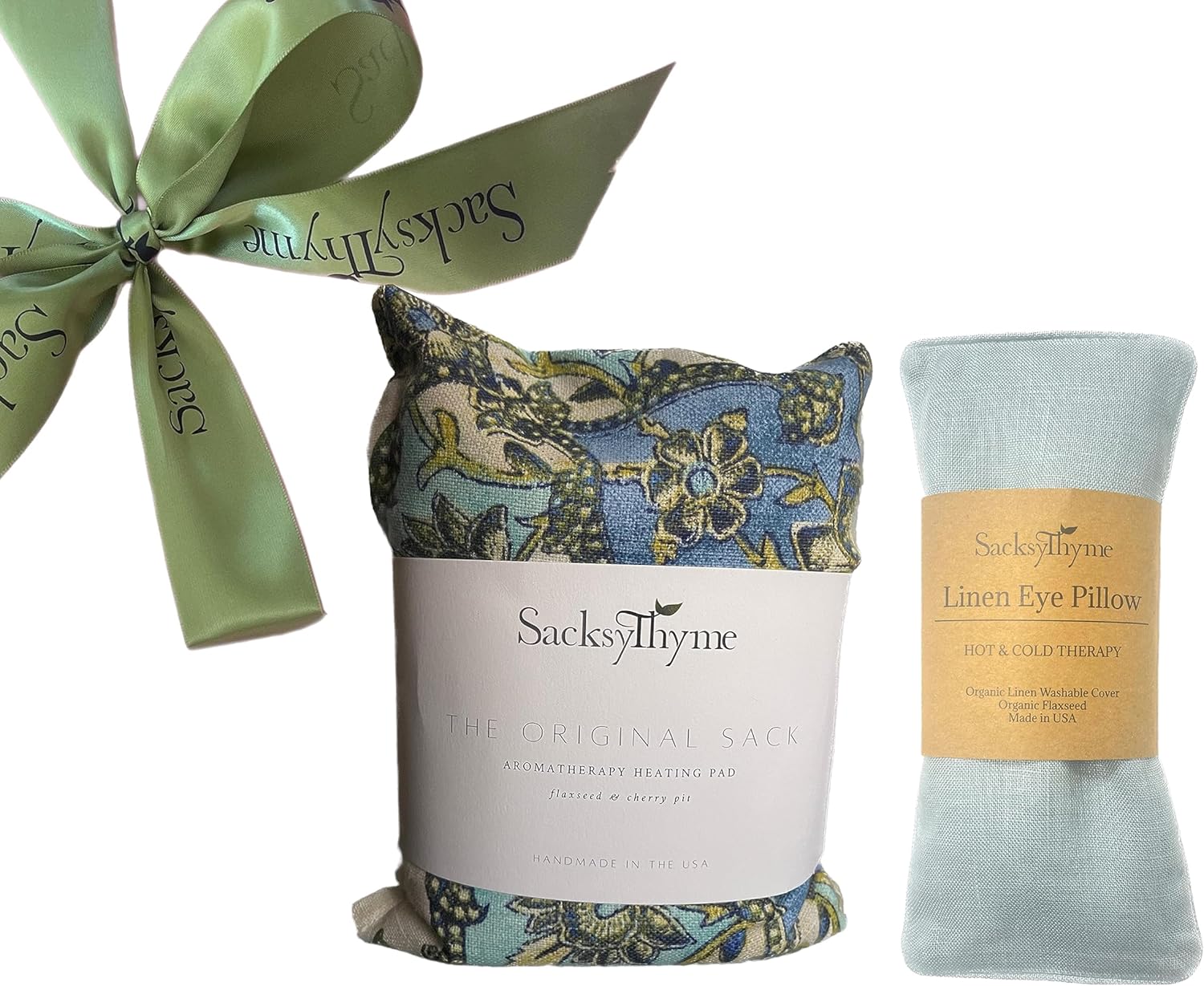 Sacksy Thyme Juego de regalo de cumpleaños, 2 piezas, almohadilla térmica de lavanda y almohada de lino para ojos, juego de regalo de feliz