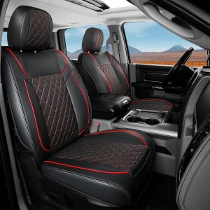 FREESOO Juego completo de fundas de asiento de automóvil para Dodge Ram 2002-2023 1500 2500 3500 Classic Crew Quad Cab Funda de asiento de cuero con FREESOO Juego completo de fundas de asiento de automóvil para Dodge Ram 2002-2023 1500 2500 3500 Classic Crew Quad Cab Funda de asiento de cuero con