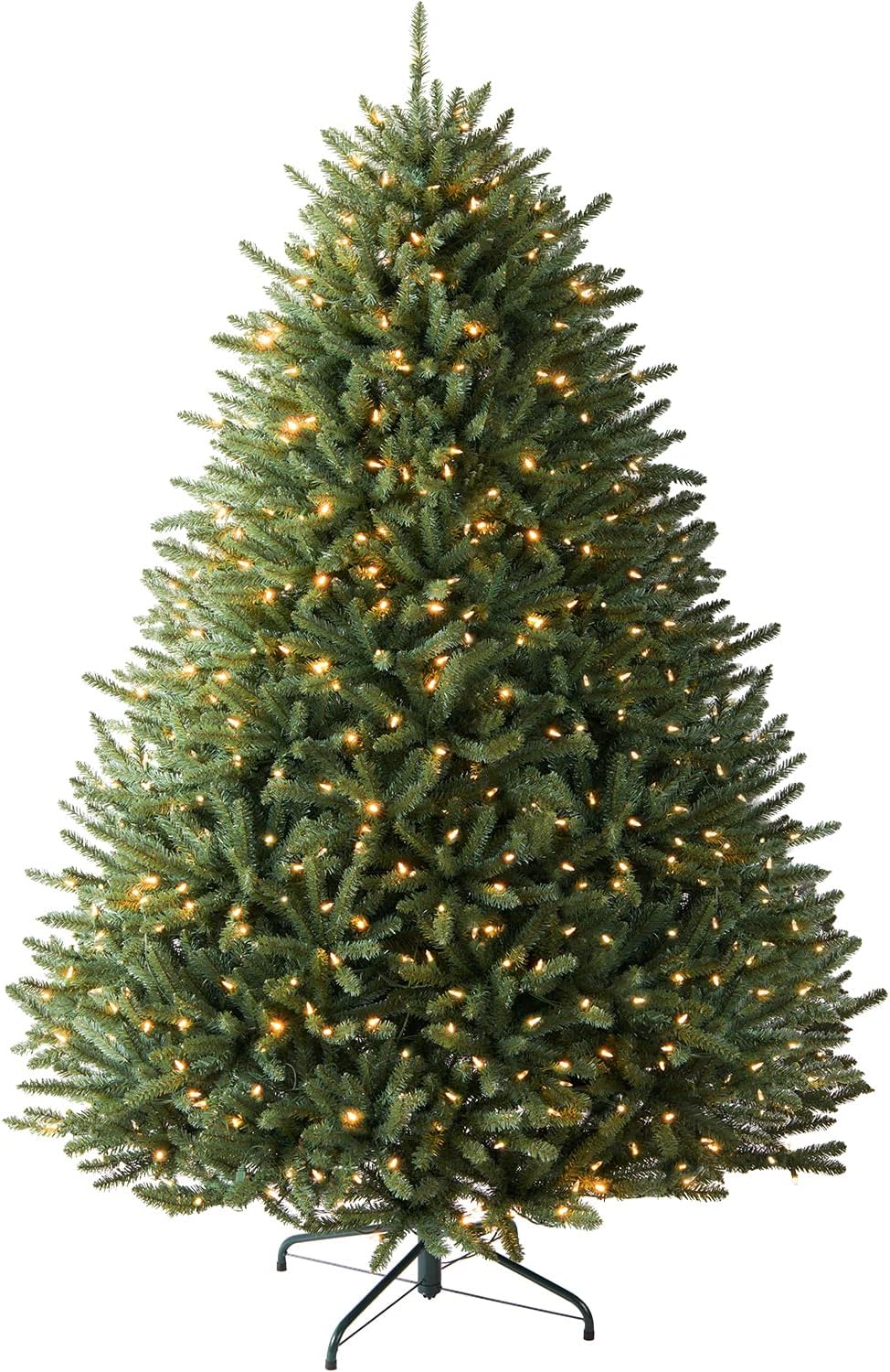 AMERZEST Árbol de Navidad artificial preiluminado de 6.5 pies de abeto azul de alta calidad con 700 luces transparentes, árbol de Navidad de abeto