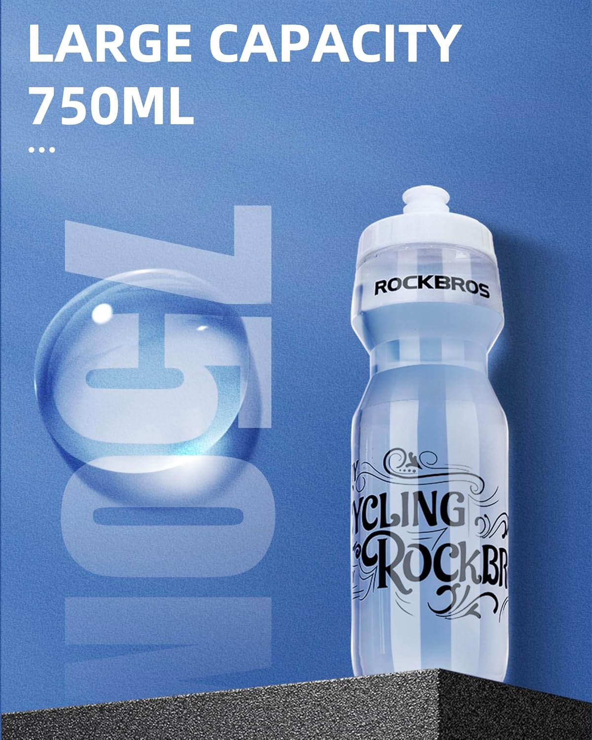 ROCKBROS Botella de agua para ciclismo, botella de agua deportiva de 20 a 25 onzas, sin BPA