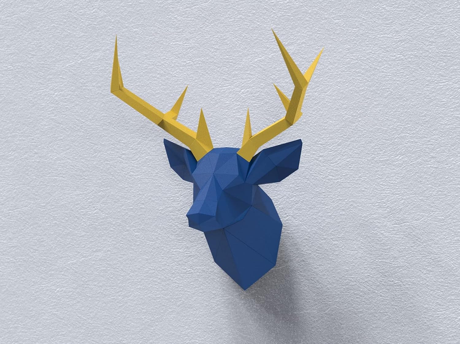 Deer Head Paper Sculpture,Pre-cut DIY Papercraft Kit,Handmade Wide Animal Figurine,Multi Color,Low Poly Wall Decor,All Accessories Included