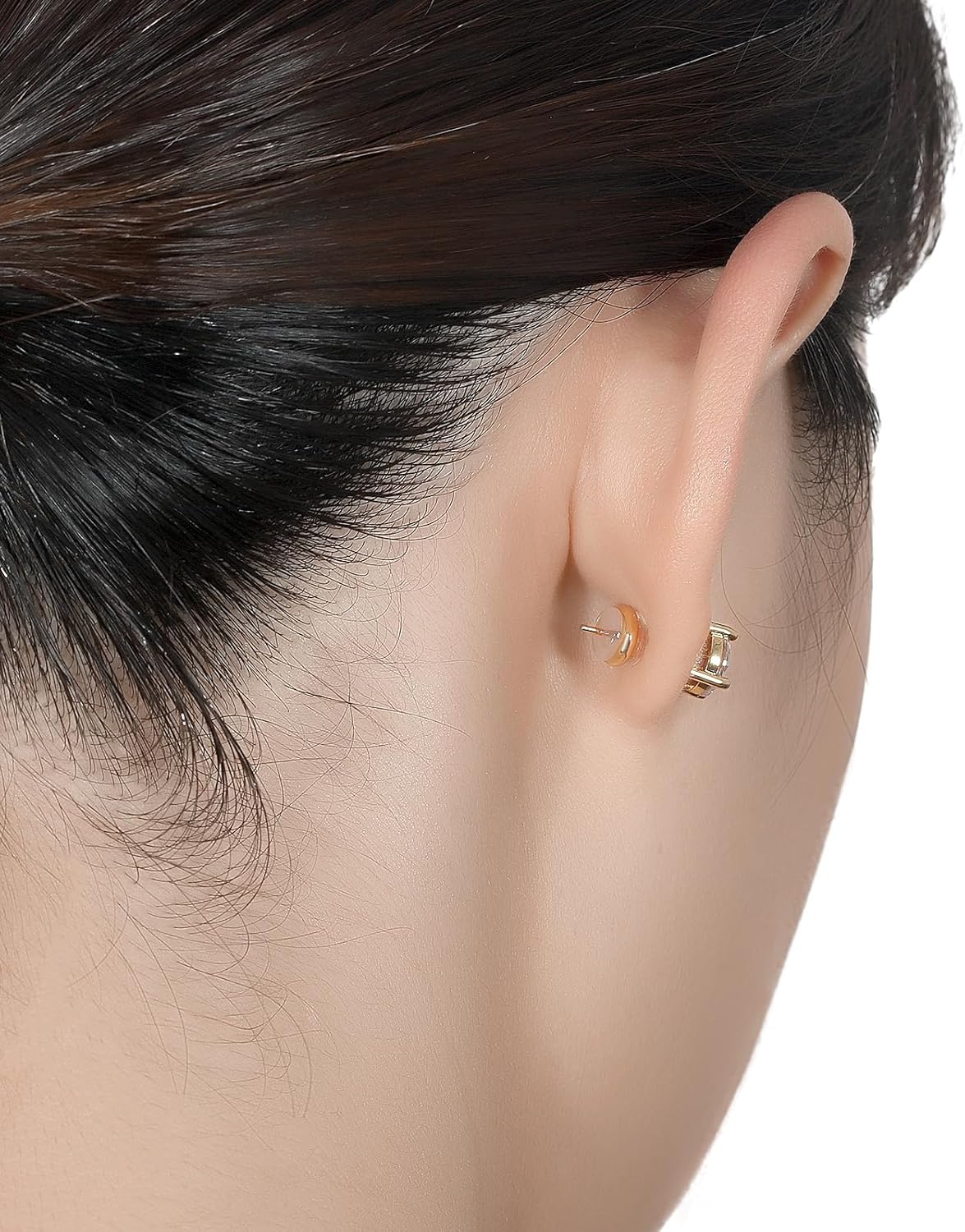 Repuesto de aros de silicona de oro de 18 quilates para tachuelas, orejas caídas, aretes pesados, 4 piezas de cierre de ciclo de metal con cierre