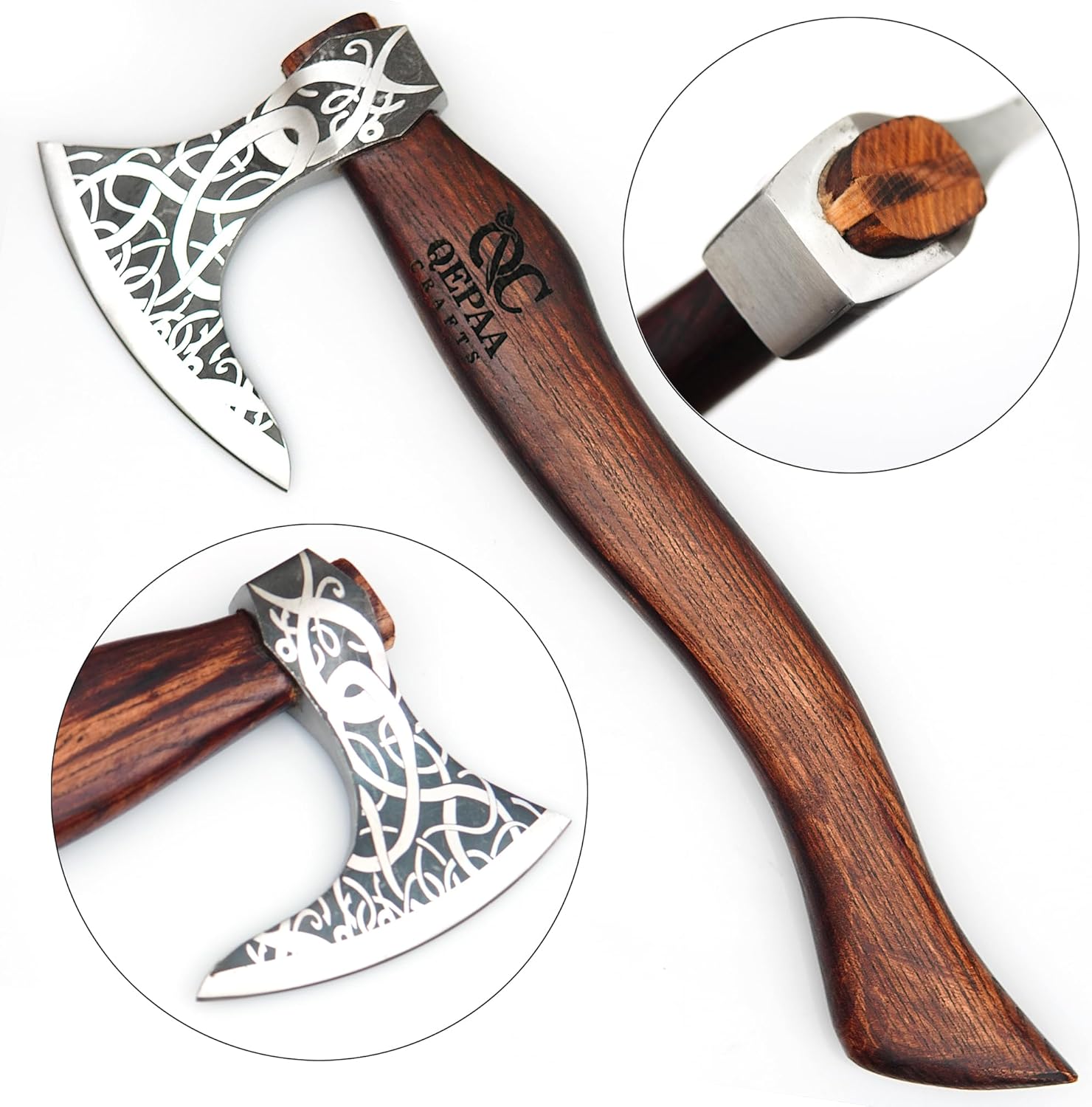 Hacha vikinga hecha a mano de acero forjado, hacha de supervivencia para acampar y cortar madera, hacha vikinga nórdica, regalo para aventureros
