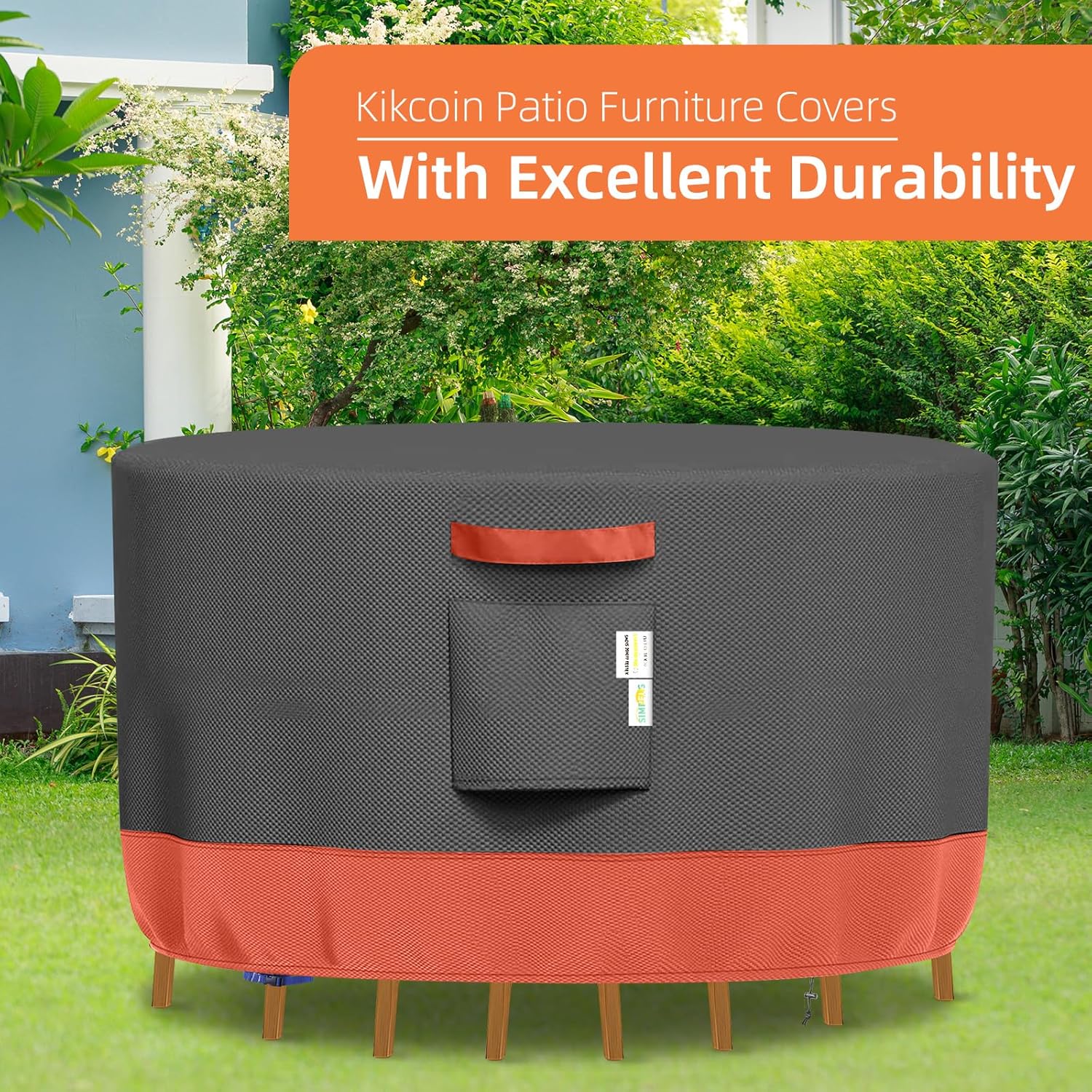 Simpelg Fundas redondas para muebles de patio, impermeables, resistentes al desgarro, para mesa y sillas redondas, antidecoloración, antidesgarros,