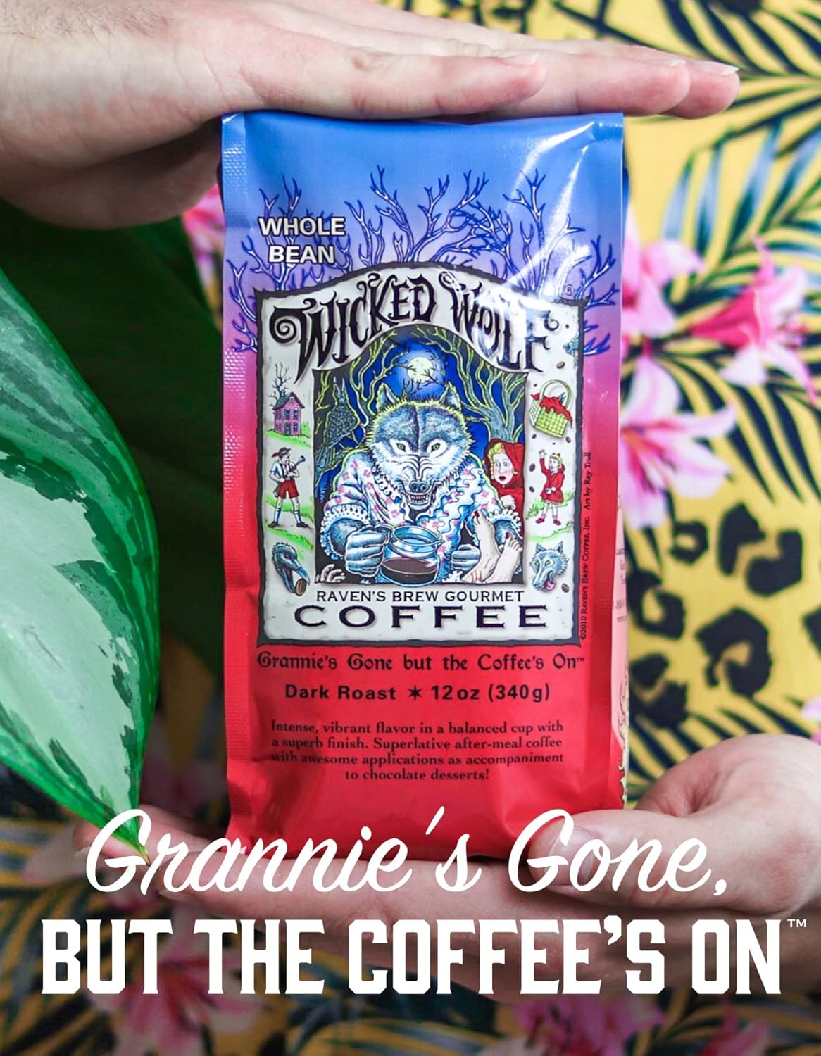 Raven’s Brew Coffee Café de cuerpo completo tostado oscuro en grano entero – Wicked Wolf, 12 onzas