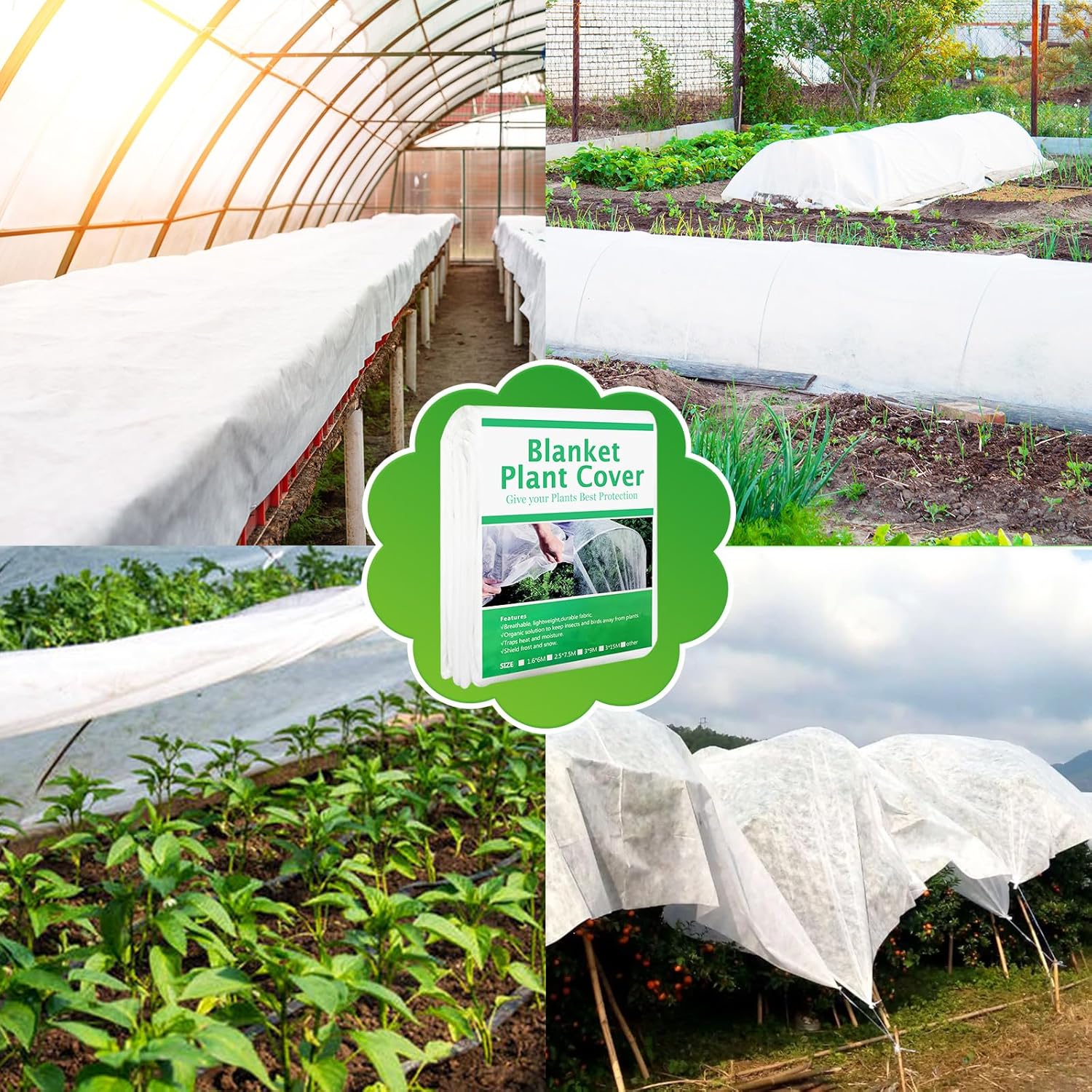 Cubiertas para plantas de protección contra congelación, mantas para protección de plantas al aire libre en invierno, cubiertas flotantes de tela