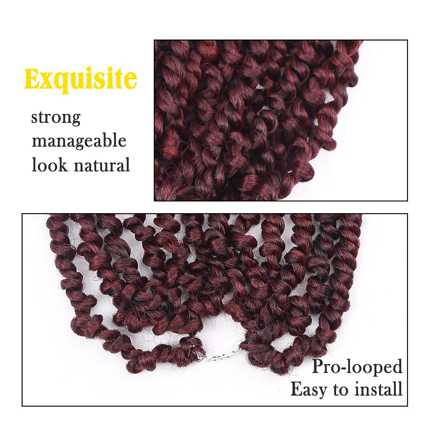 Pelo de Passion Twist  Cabello de ganchillo de 18 pulgadas para mujer, 8 paquetes de cabello rizado pretrenzado de ganchillo Passion Twists
