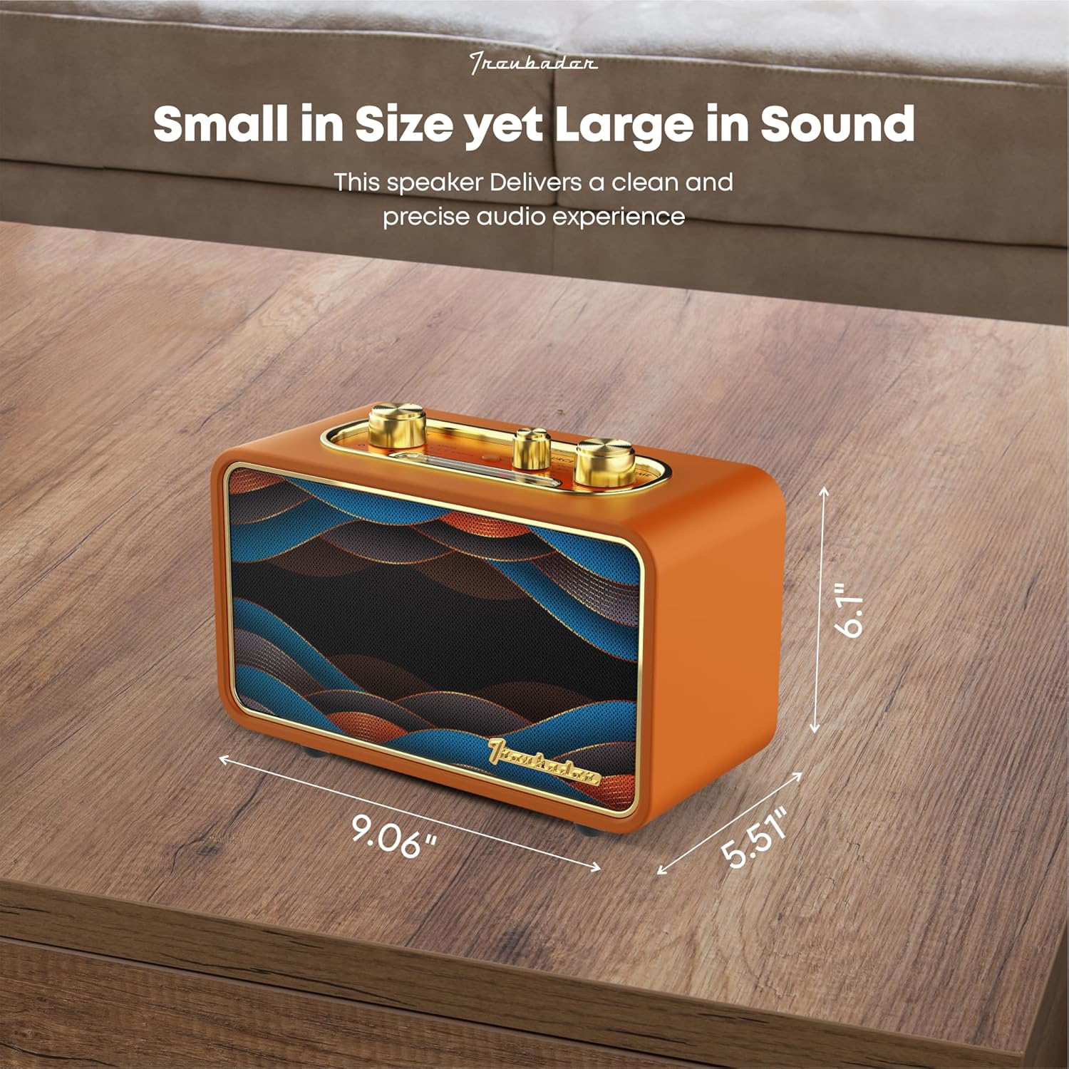 Trenbader Artlink – Altavoz Bluetooth retro, altavoz Bluetooth puro de madera, radio inalámbrica AMFM, pequeño altavoz Bluetooth vintage con