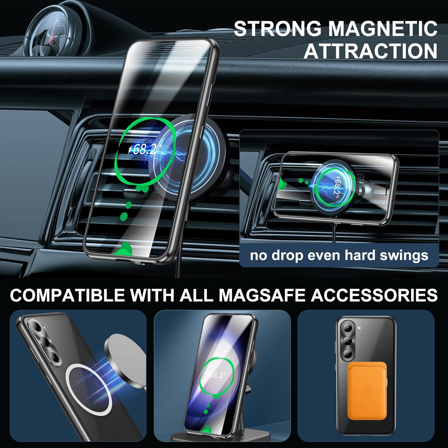 Jonwelsy Funda para Samsung Galaxy S23 Plus, compatible con Magsafe 360 grados Full Body Funda de protección magnética de atracción de metal