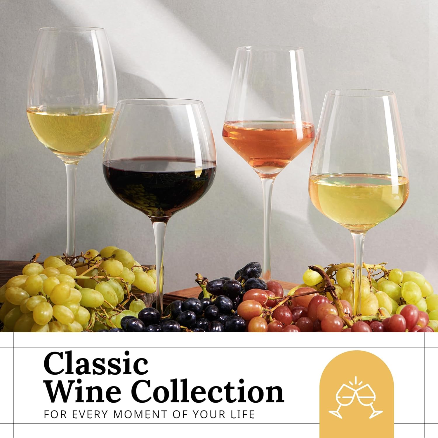 Juego de 4 copas de vino  Elegante juego de regalo de copa de vino de 22 onzas  Copas de vino de cristal modernas de tallo largo para vino blanco y