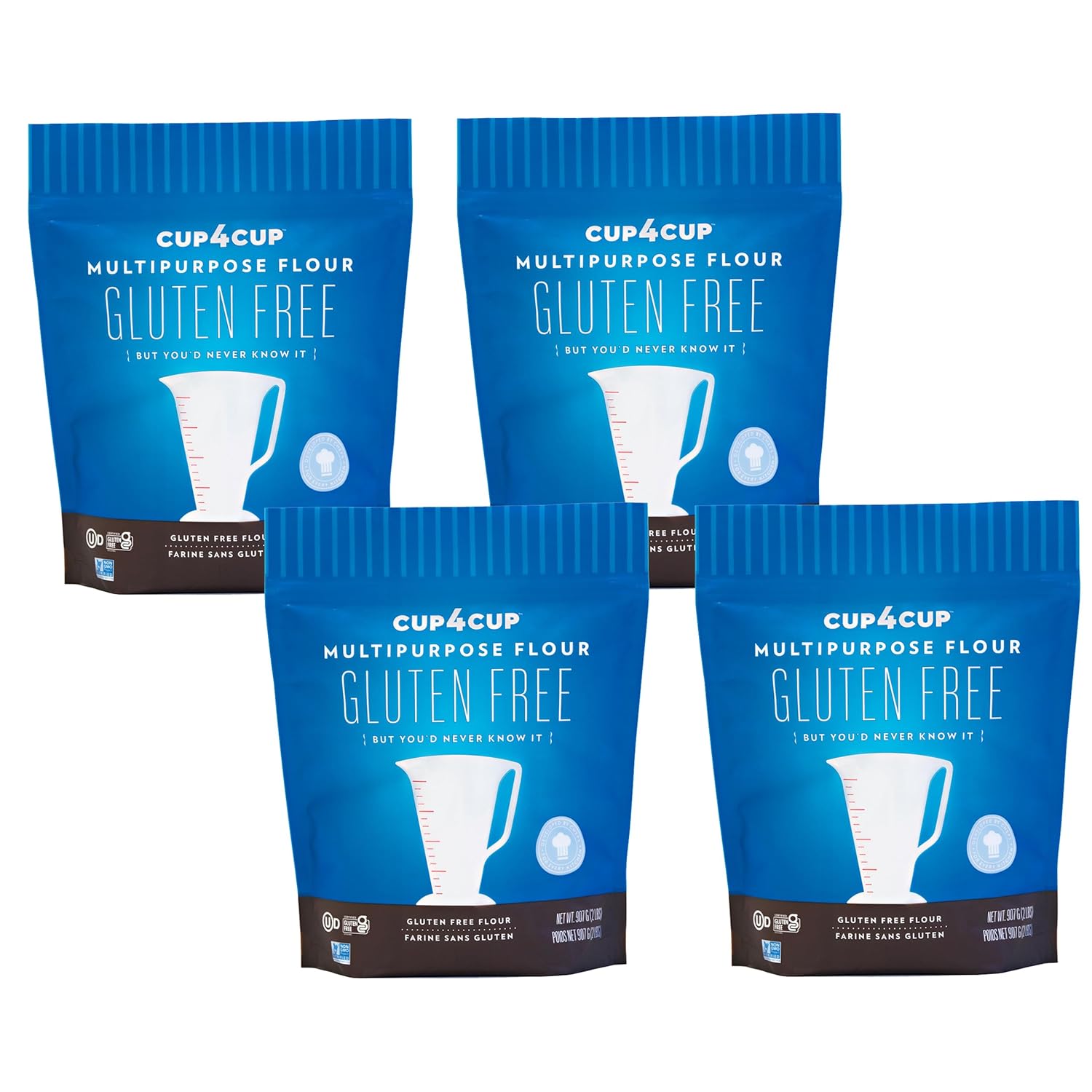 Cup4Cup Harina multiusos, 2 libras, harina certificada sin gluten, sustitución de harina multiusos 11, sin OMG, Kosher, fabricada en los Estados