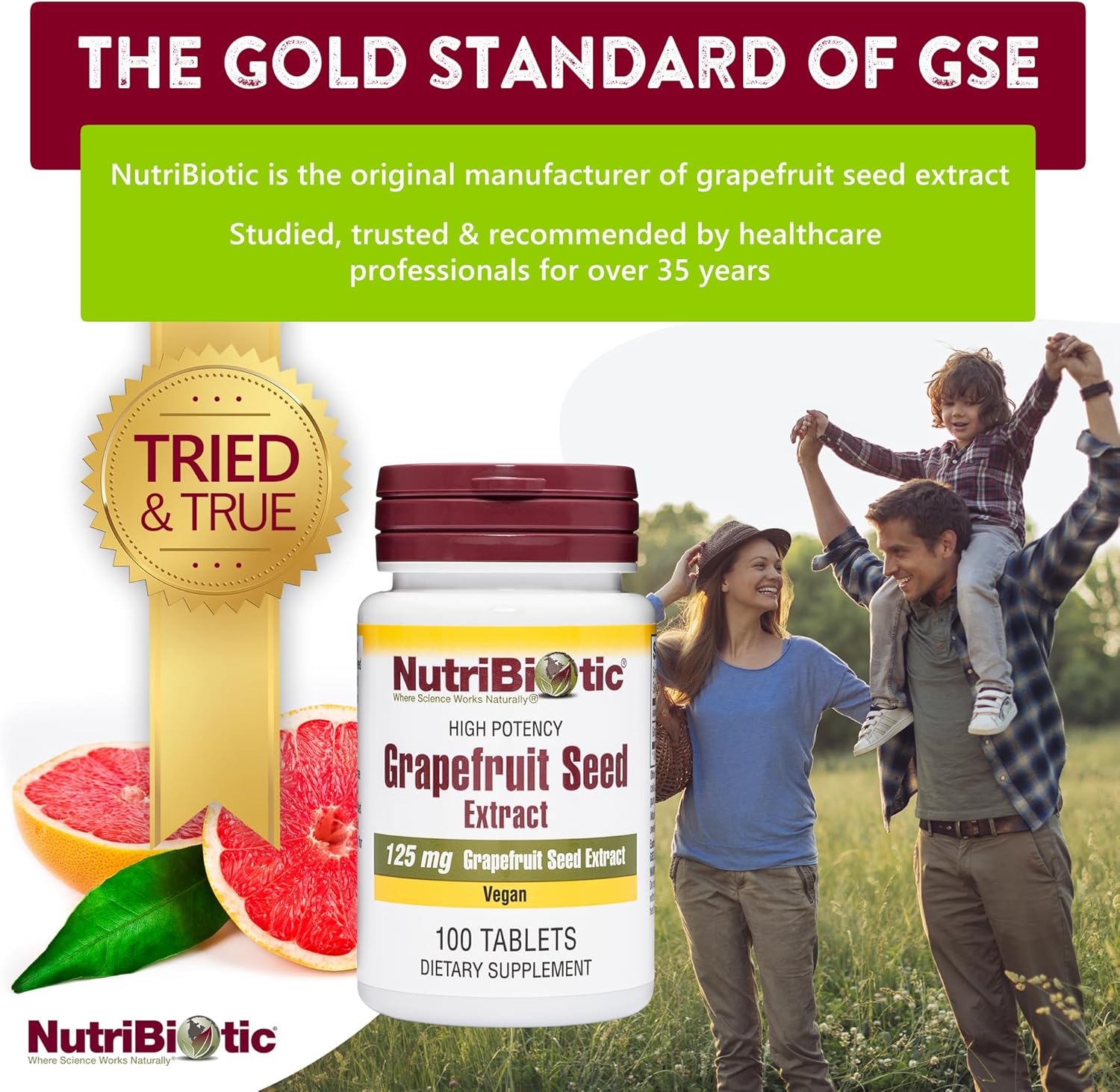 NutriBiotic Tabletas de extracto de semilla de pomelo de 125 mg, 100 unidades  GSE de grado premium con bioflavonoides  Potente apoyo inmunológico y