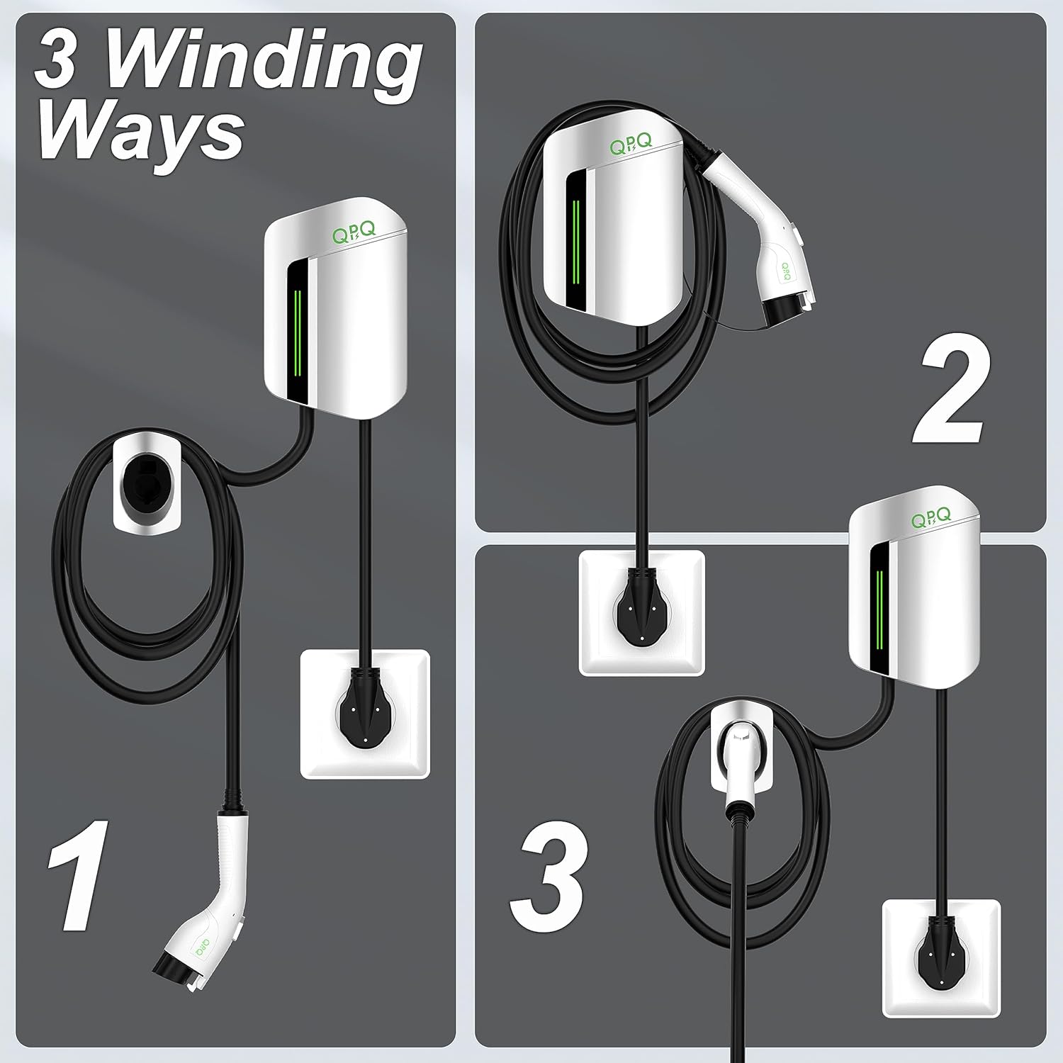 QPQ Cargador de nivel 2 ev de 48 amperios cargador EV nivel 2 NEMA 14-50 ev Cargadores para el hogar Nivel 2 Cargador de coche eléctrico Cable de 25