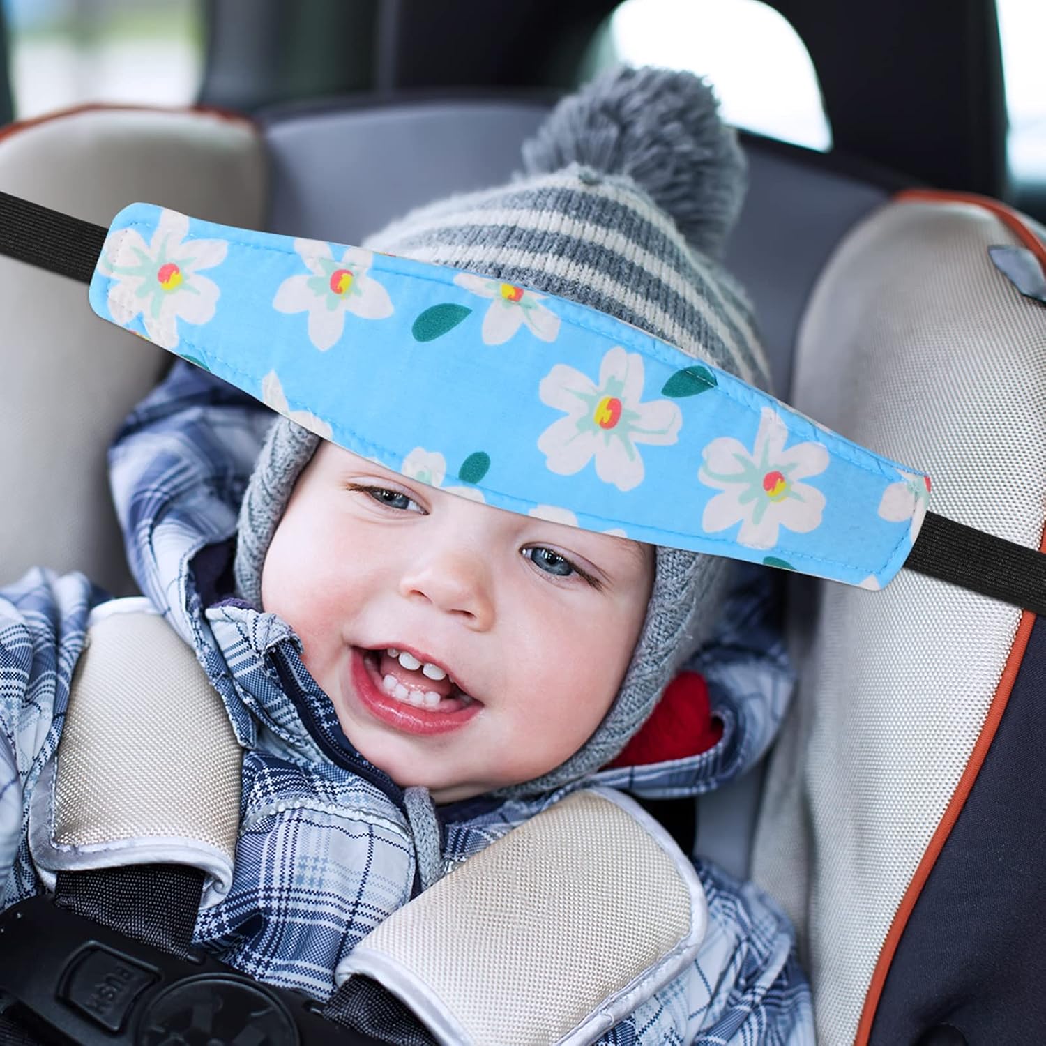 2 piezas de soporte para la cabeza del asiento de automóvil para bebé, soporte para la cabeza de los niños pequeños, correa para la cabeza,