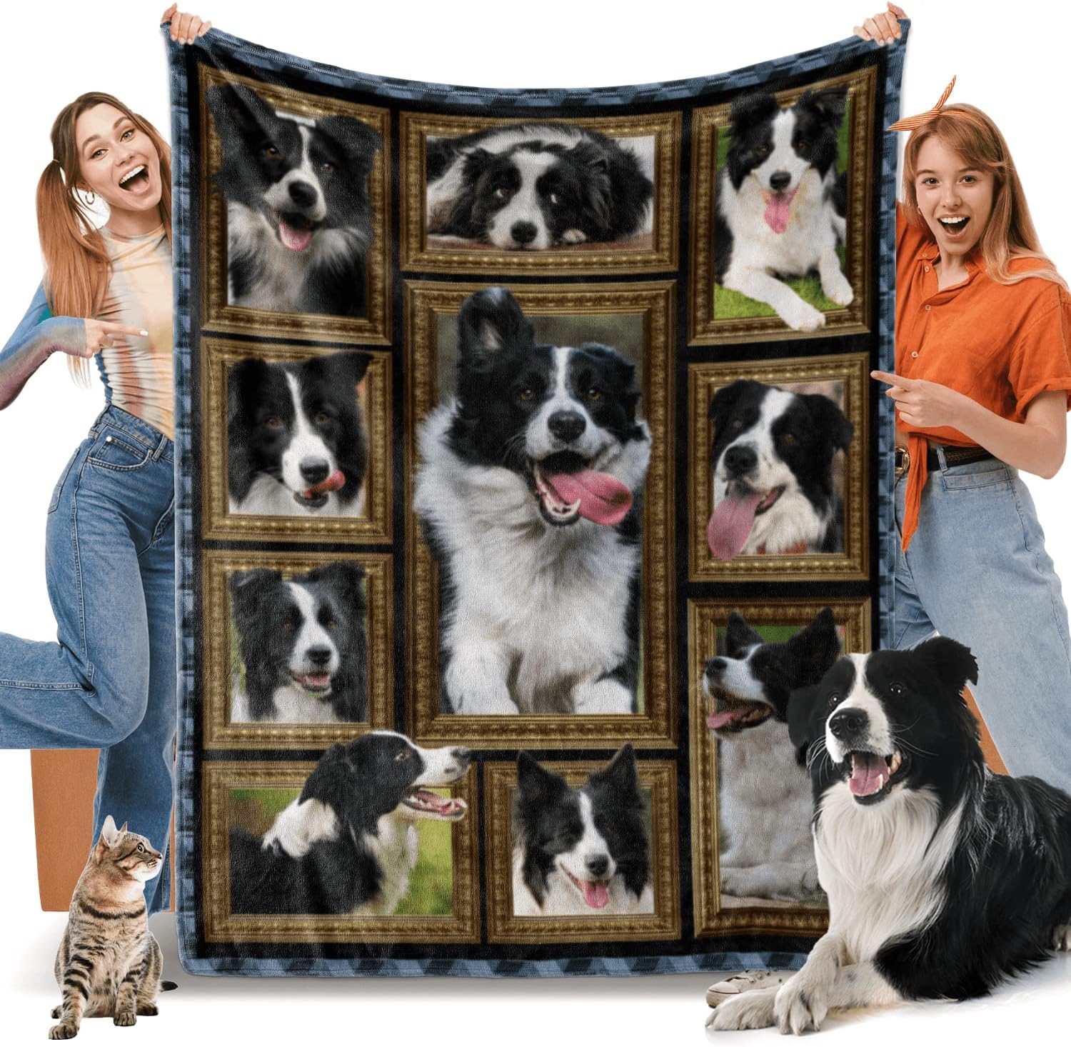 Manta Border Collie para mujeres, hombres y niños, regalos de Border Collie para amantes de los perros Border Collie, suave, acogedora, ligera,