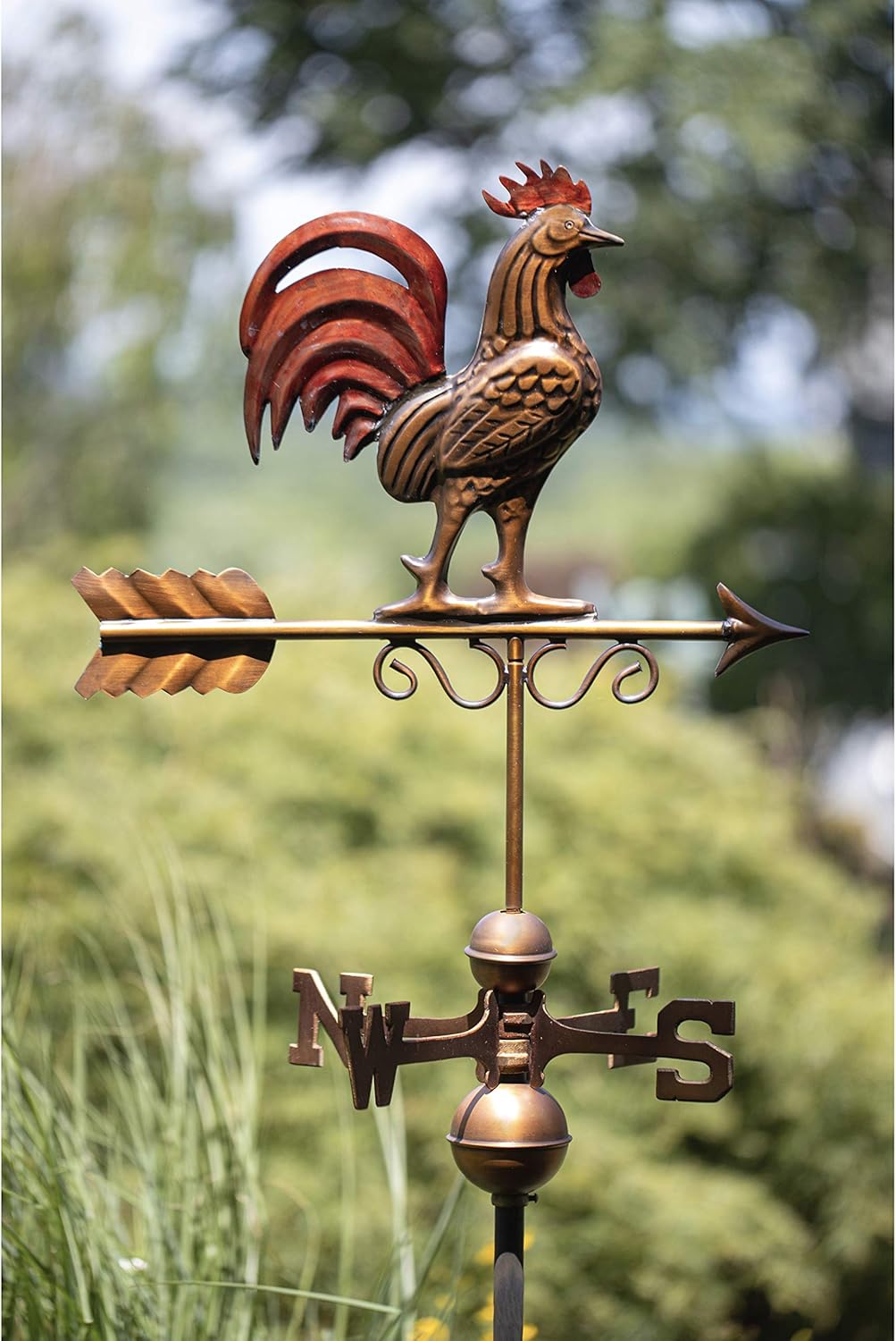 Good Directions 1975RED Bantam Red Rooster Veleta, Pátina multicolor acabada a mano de cobre puro