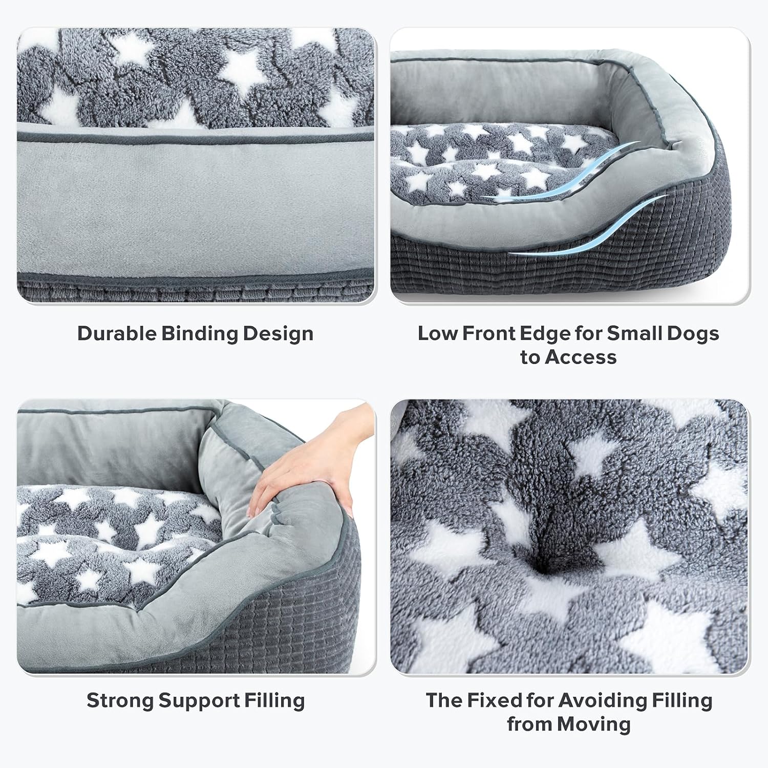 SIWA MARY Camas para perros pequeños y gatos, sofá cama lavable para perros con lados anchos, diseño de patrón de pentagrama, cama duradera para