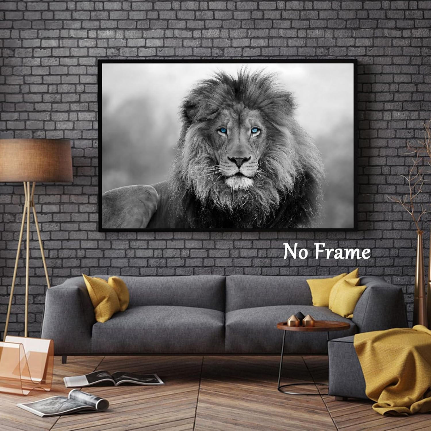 Lienzo decorativo para pared, diseño de león blanco y negro, impresiones de imágenes de animales salvajes, pintura abstracta de león en blanco y