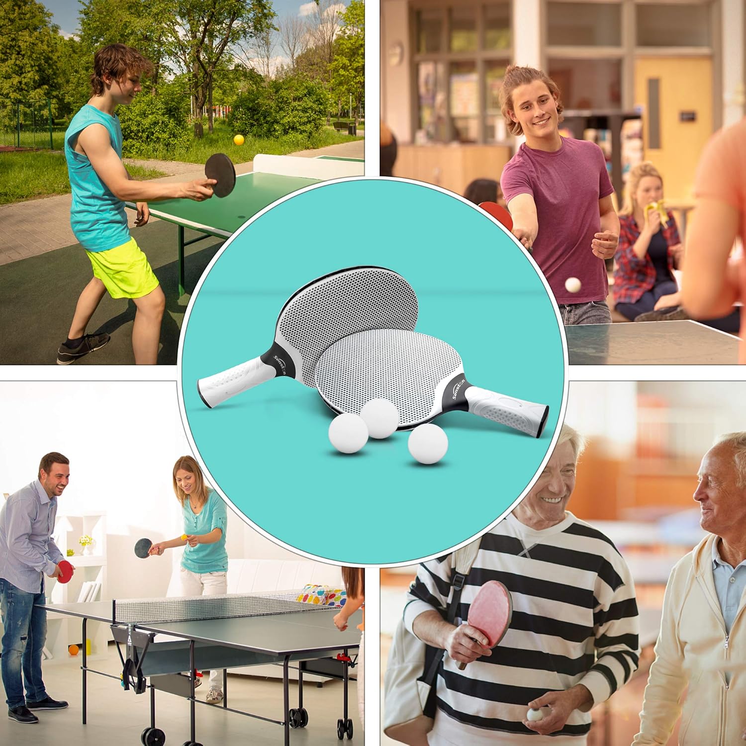 Senston Juego de raquetas de tenis de mesa, raqueta profesional de tenis de mesa con 3 bolas, juego de paletas de ping pong de goma compuesta