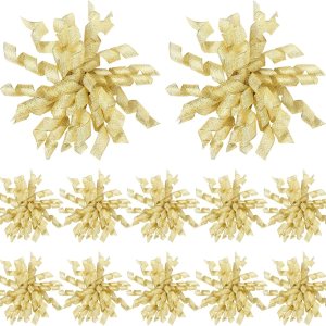 Xinnun 24 lazos para envoltura de regalos, lazo rizado de Navidad de 6 pulgadas, lazos de regalo autoadhesivos con purpurina para manualidades, Xinnun 24 lazos para envoltura de regalos, lazo rizado de Navidad de 6 pulgadas, lazos de regalo autoadhesivos con purpurina para manualidades,