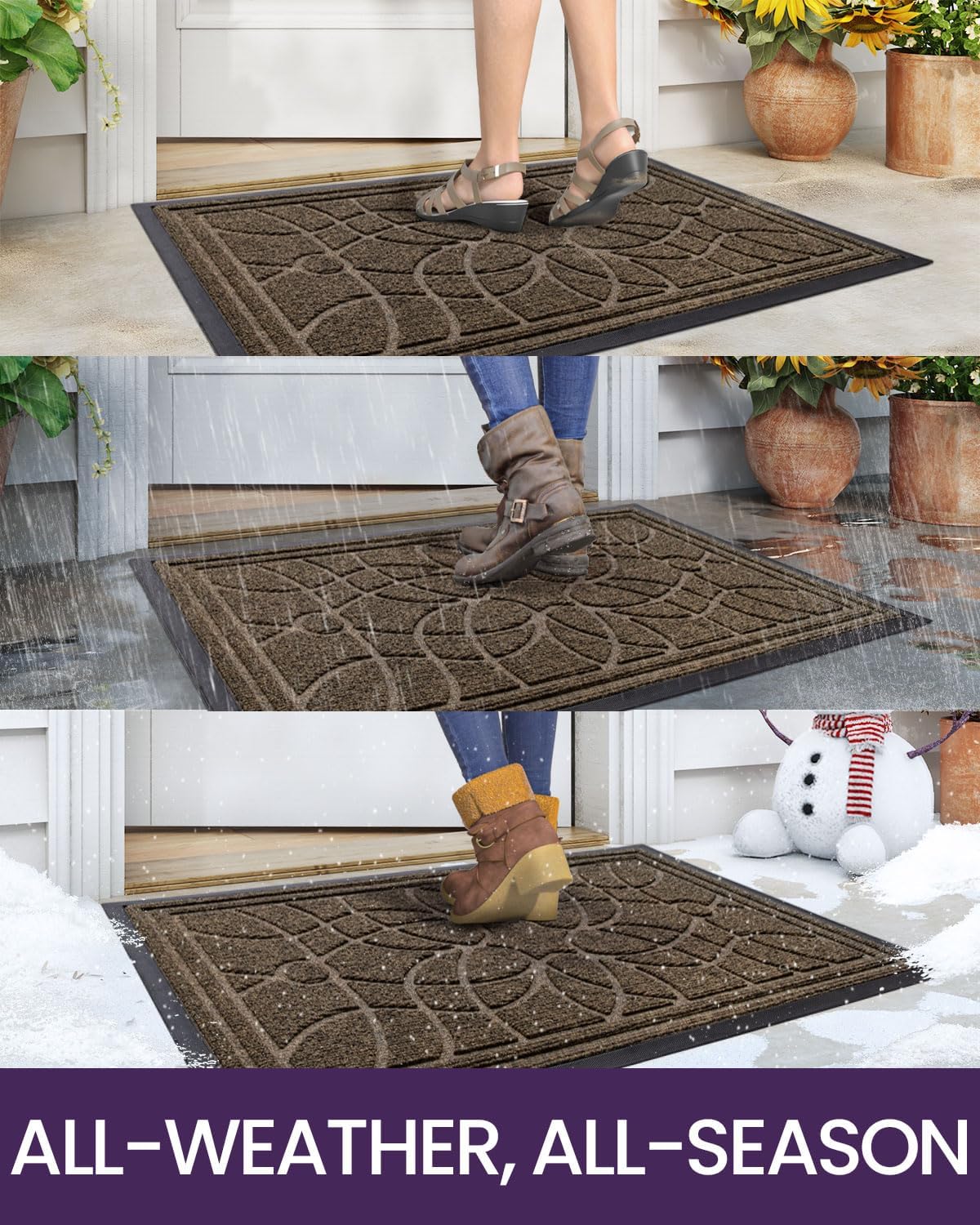 DEXI Tapete para puerta delantera, tapete de bienvenida, antideslizante, de perfil bajo, para entrada, patio, garaje, zonas de alto tráfico, 2 x 3