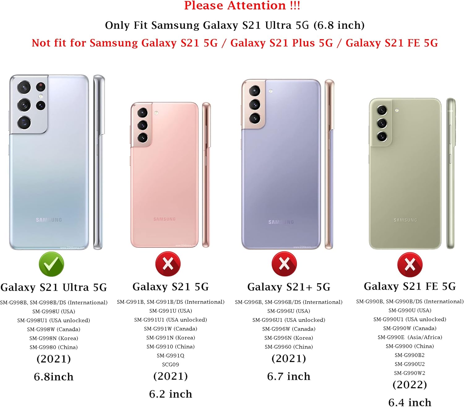 Funda para Samsung Galaxy S21 Ultra funda protectora de doble capa resistente para teléfono celular, a prueba de golpes, con protector de pantalla,