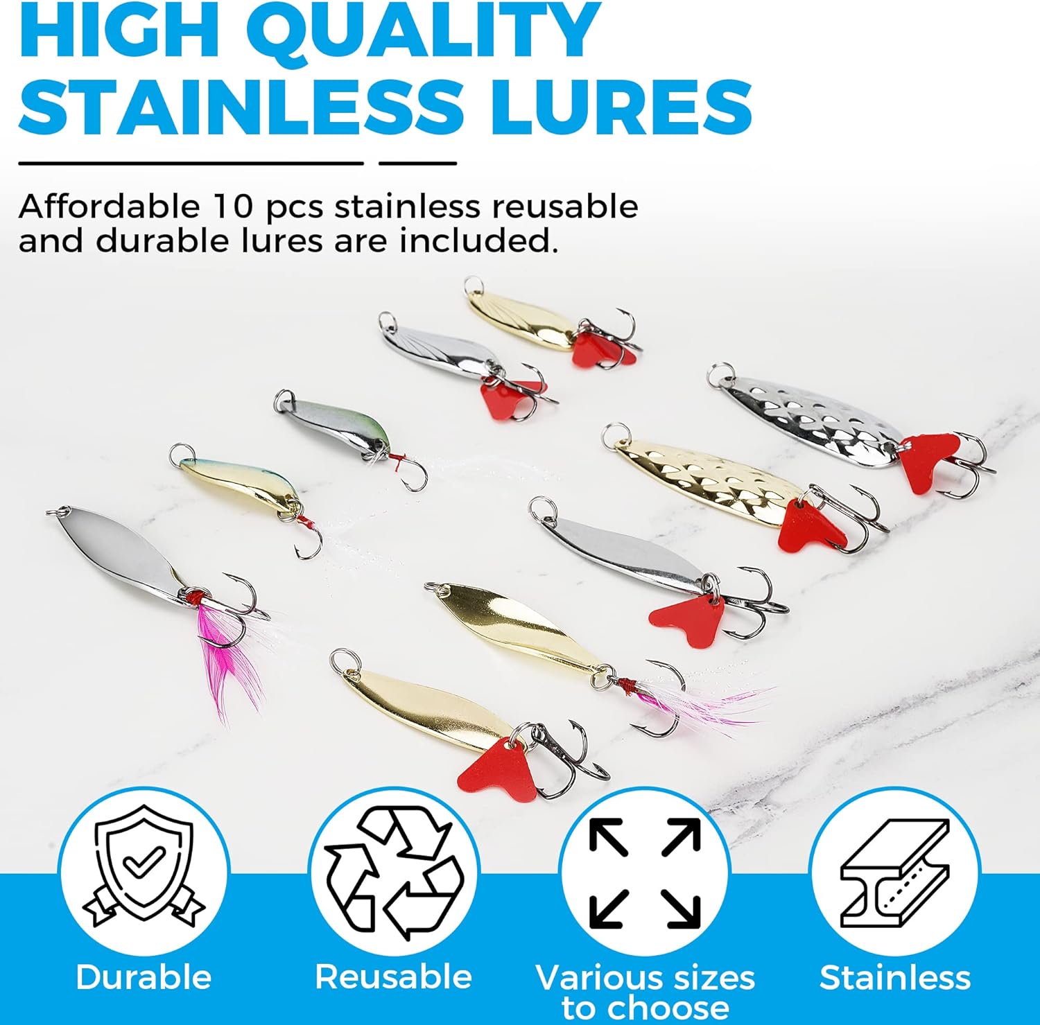 Winshall Fishing Lures Tackle Baits Kit for Freshwater Fishing Tackle Box with Tackle Included Metal Lures Soft Bait Plastic Worms Fishing Gear and