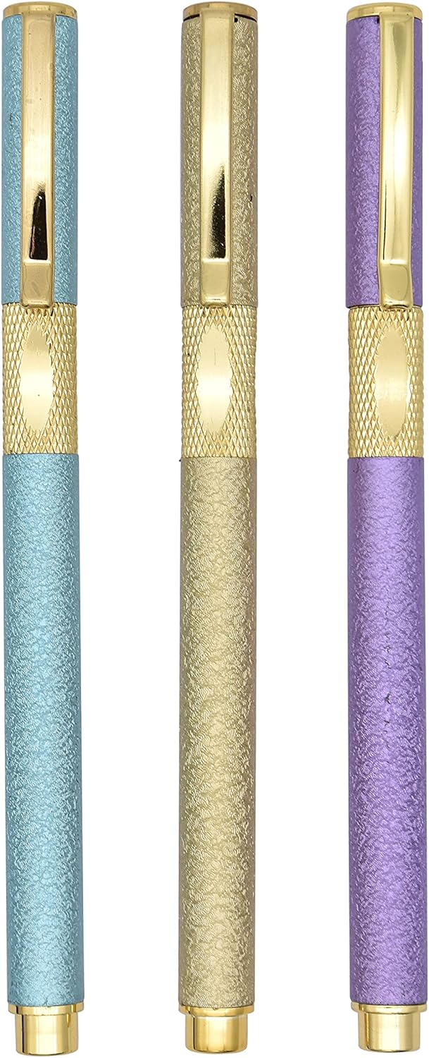 Gullor Pluma estilográfica extra ligera brillante de 3 piezas, punta fina con convertidor de tinta, multicolor A