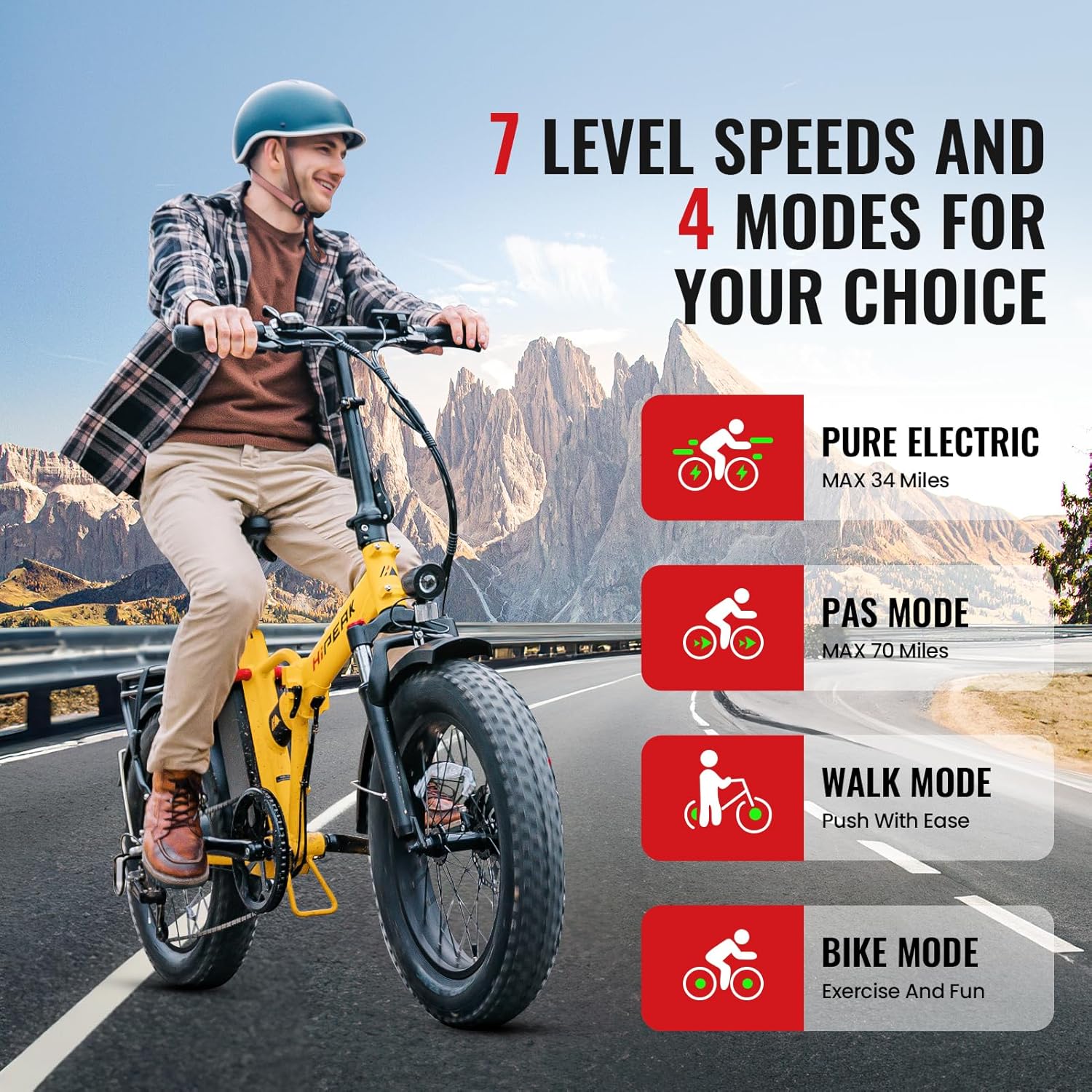 Bona Ebike Bicicleta eléctrica plegable para adultos, 750 W, velocidades de hasta 25 MPH, batería extraíble grande de 48 V 15 Ah, batería extraíble