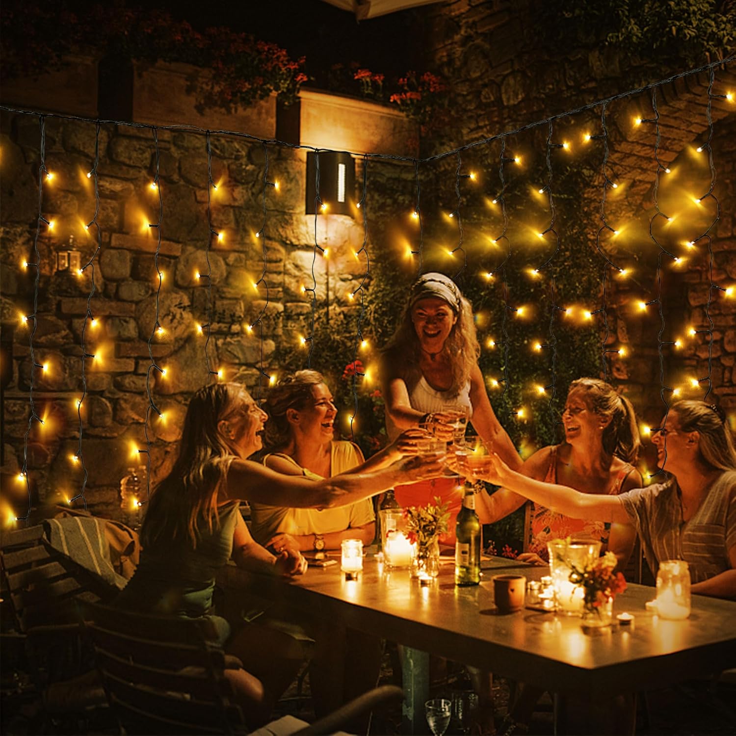 200 luces LED para cortina, 13 x 3.3 pies, enchufable, 8 modos de iluminación, para colgar en la ventana, para exteriores, dormitorio, fiesta,