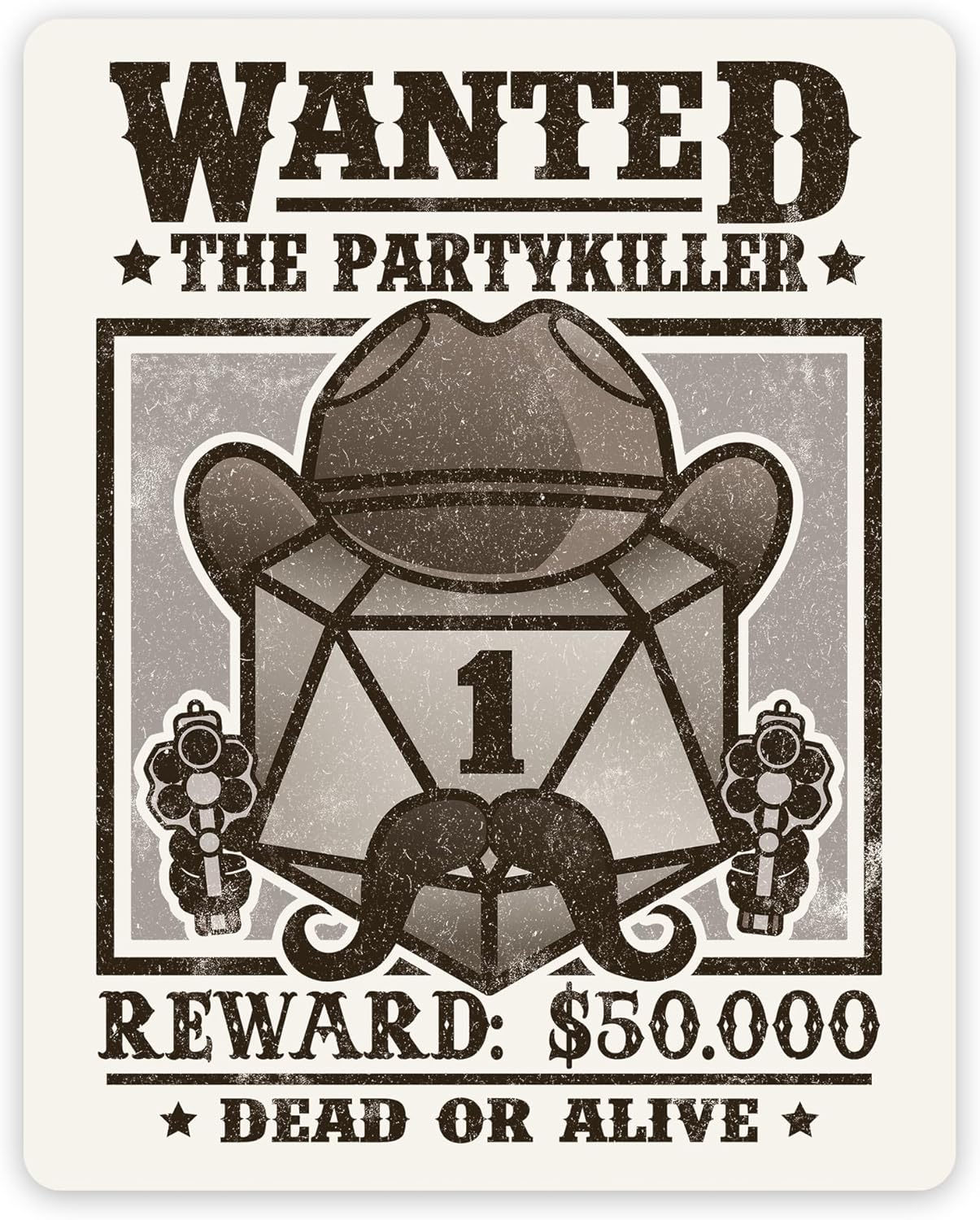 Glassstaff Wanted Partykiller DND – Calcomanías divertidas de Calabozos y Dragones para hombres y mujeres – Calcomanías geniales para adolescentes y