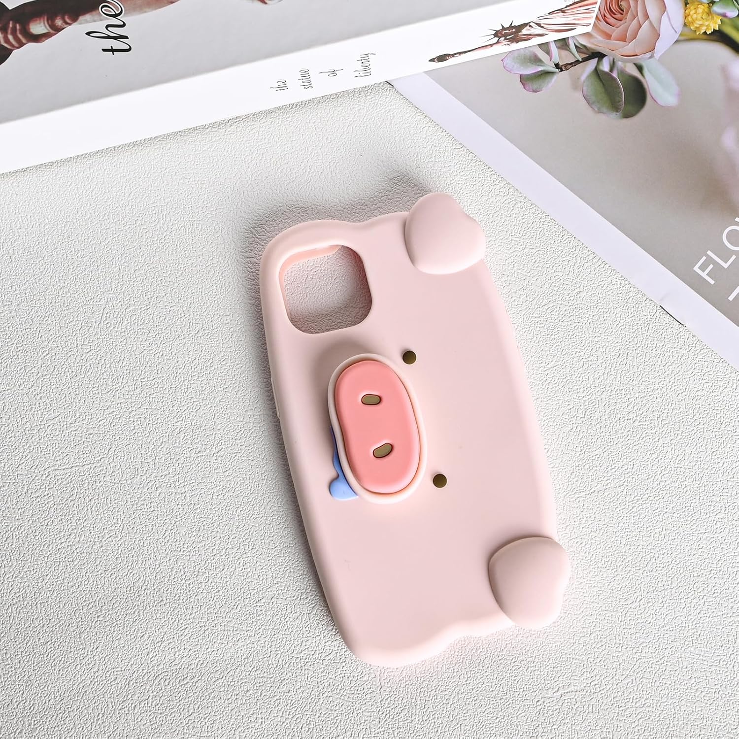 Uioeua – Funda multifunción compatible con iPhone 11 con silicona suave, divertida, elástica, soporte para nariz de cerdo rosa, protección de cuerpo