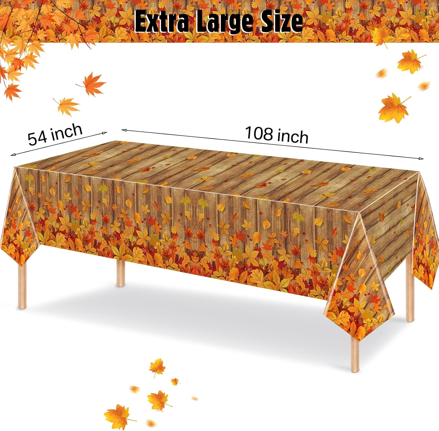 Tiamon 3 piezas de decoración de otoño para interiores de Acción de Gracias, mantel de otoño de grano de madera, cubierta de mesa de fiesta de