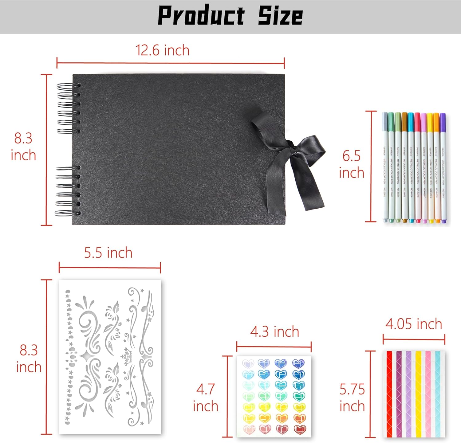 bemece Álbum de recortes, 12.6 x 8.3 pulgadas, 80 páginas extra grande, álbum de fotos, álbum de recortes, papel de manualidades, álbum grueso hecho
