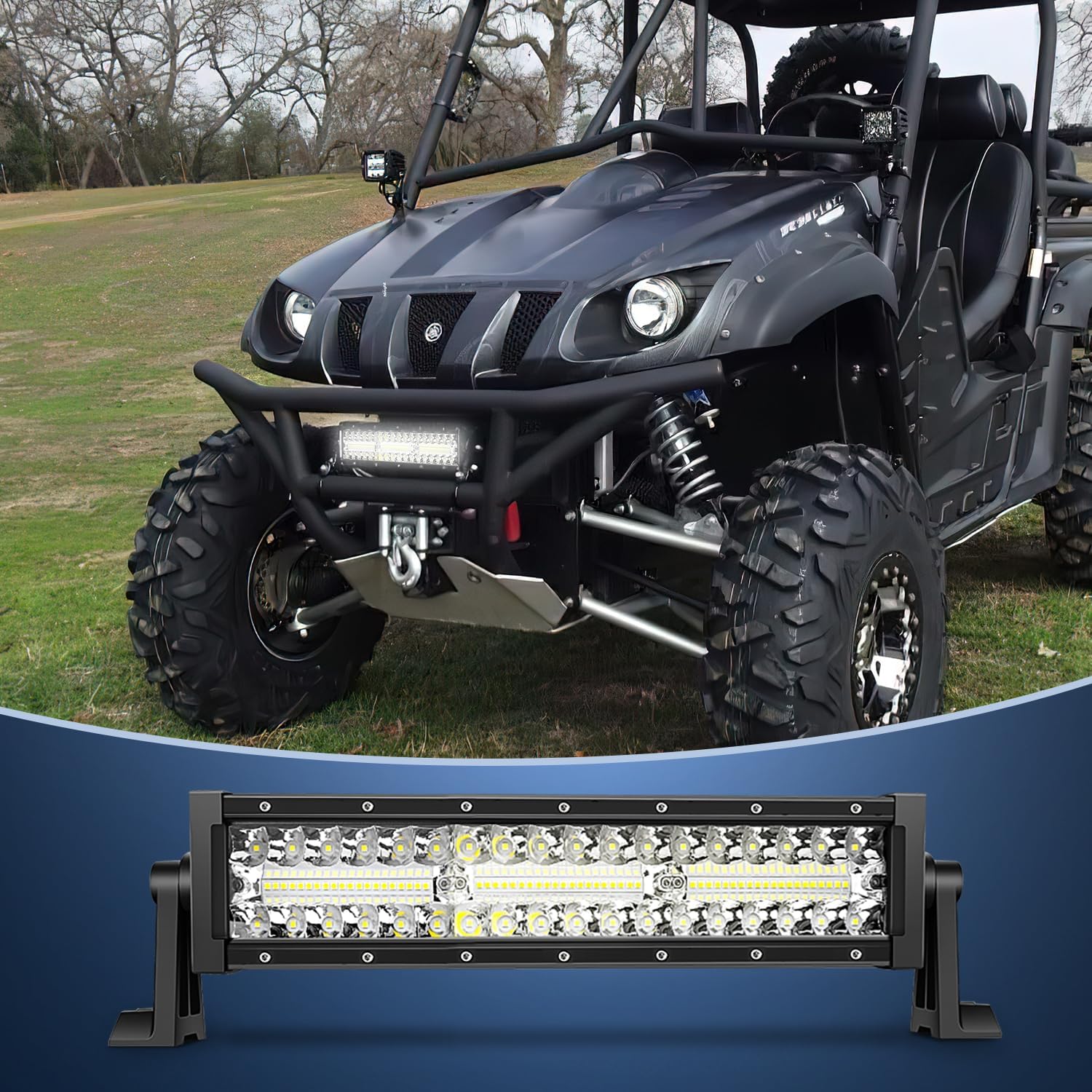 Nilight Barra de luz LED de 13.5 pulgadas, combo de inundación de triple fila, 96 LED, luz antiniebla, luz de conducción, luz de trabajo, luz de