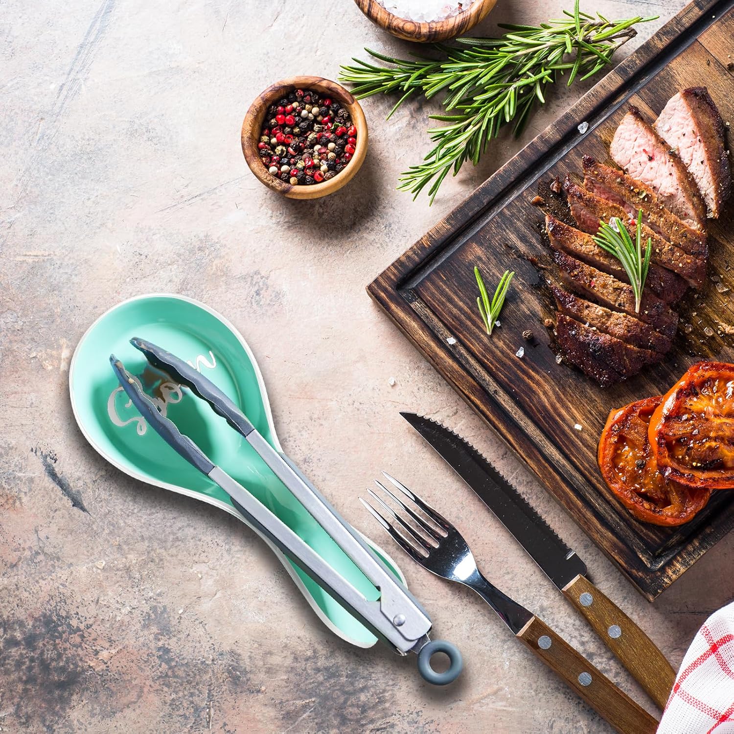 DAYYET – Soporte de cuchara grande de cerámica turquesa para encimera de cocina, soporte para cuchara grande de cerámica, soporte para espátula,