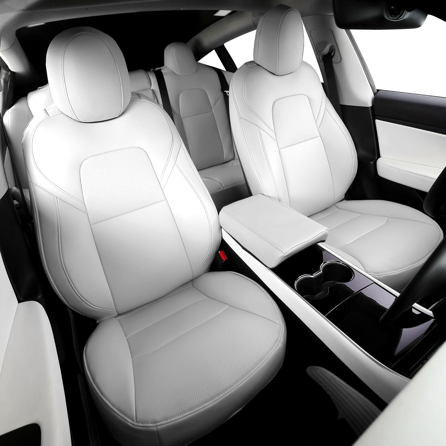 SUPER LINER Fundas de asiento de coche para Tesla Model 3, color blanco, fundas de asiento de coche para Tesla Model 3 2023 2022 2021 2020 5