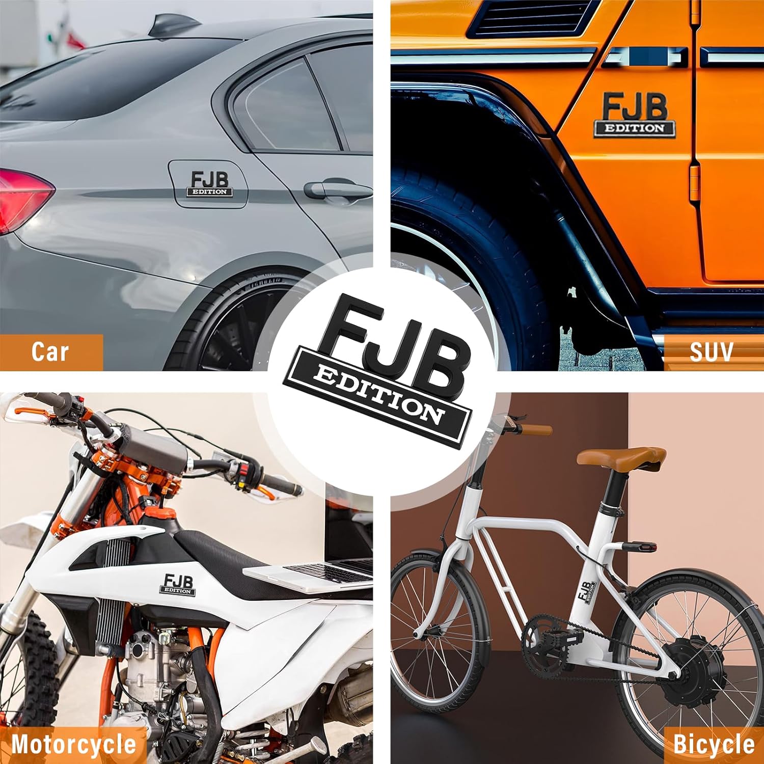2 emblemas de la edición FJB, letras en relieve 3D para guardabarros de automóvil con adhesivo fuerte 3M, calcomanías universales de repuesto para