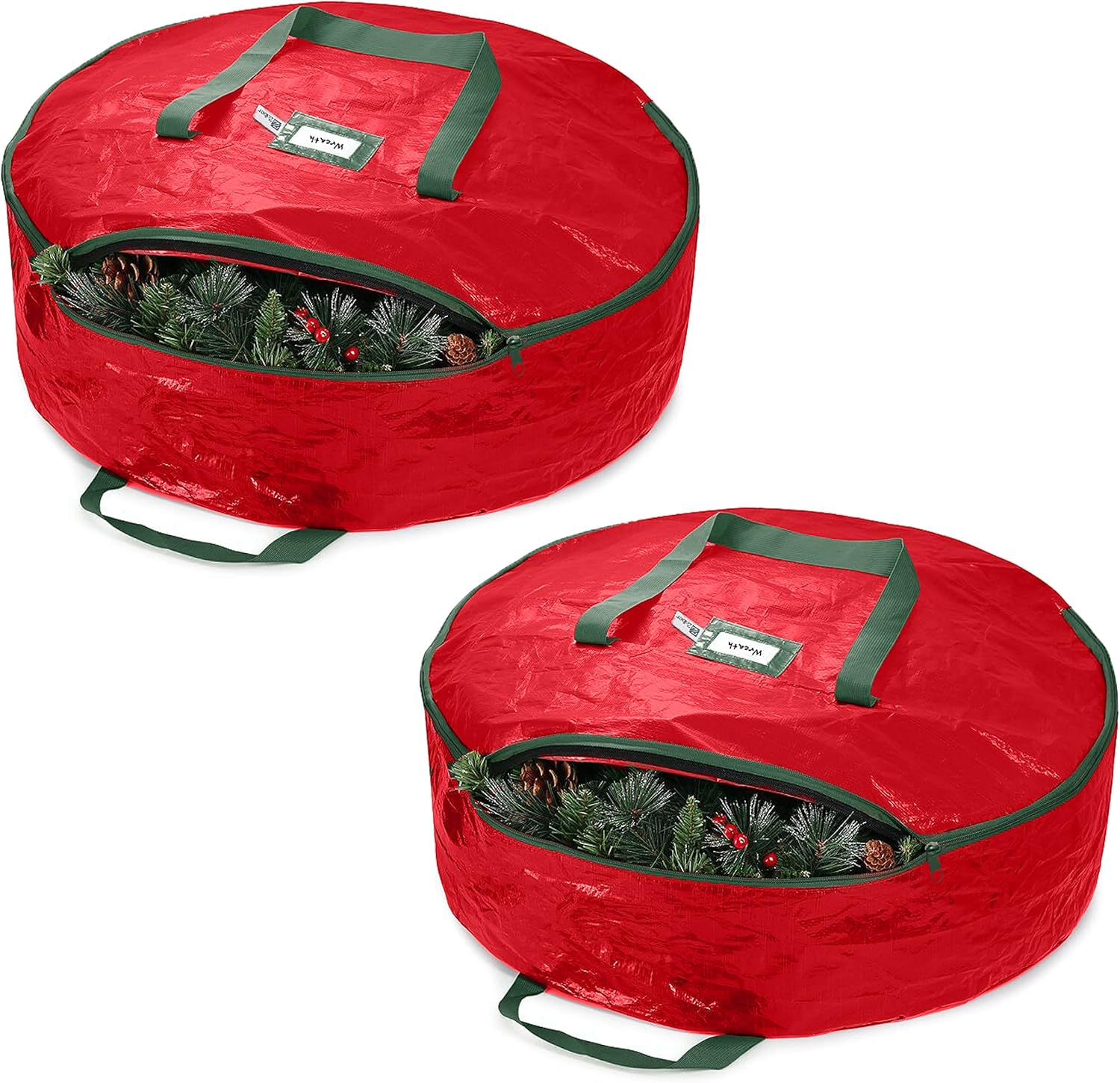 ZOBER Bolsa de almacenamiento de corona de Navidad  Bolsa de almacenamiento de tela resistente al agua con doble cremallera para coronas