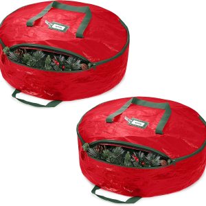 ZOBER Bolsa de almacenamiento de corona de Navidad  Bolsa de almacenamiento de tela resistente al agua con doble cremallera para coronas ZOBER Bolsa de almacenamiento de corona de Navidad  Bolsa de almacenamiento de tela resistente al agua con doble cremallera para coronas