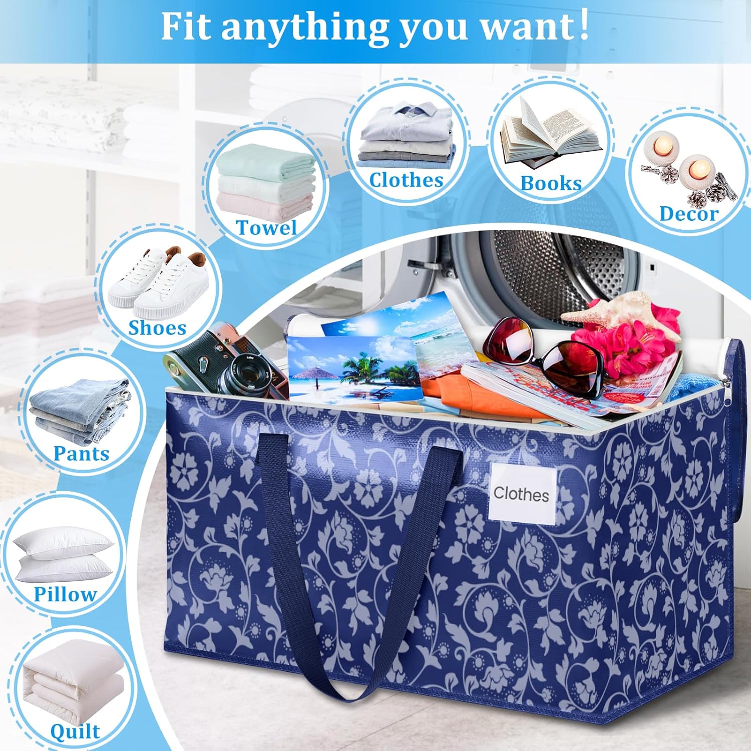 HomeHacks Bolsas de mudanza, cajas de mudanza de tamaño extragrande, bolsas de equipaje resistentes con cremallera suave y asas resistentes, gran