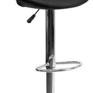 Flash Furniture Taburete de bar contemporáneo de vinilo negro redondeado estilo órbita con altura ajustable con base cromada Flash Furniture Taburete de bar contemporáneo de vinilo negro redondeado estilo órbita con altura ajustable con base cromada