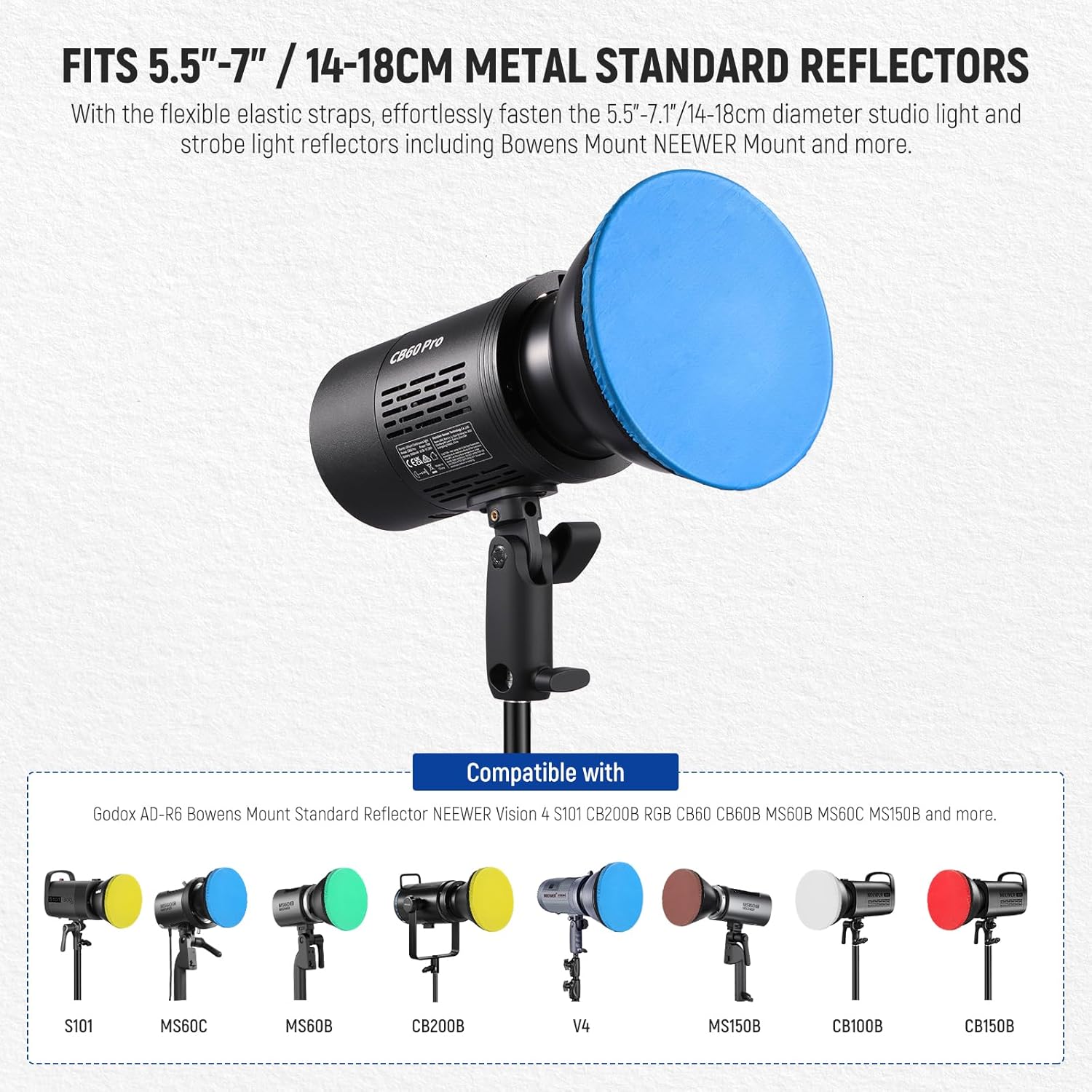 NEEWER Paquete de 6 calcetines difusores de luz suave con banda elástica para reflector de flash estroboscópico de luz de estudio de 5.5-7.1