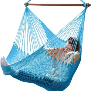 Silla hamaca caribeña mejorada con barra de metal desmontable, hamaca grande, silla colgante de cuerda XL para interiores y exteriores, capacidad de Silla hamaca caribeña mejorada con barra de metal desmontable, hamaca grande, silla colgante de cuerda XL para interiores y exteriores, capacidad de
