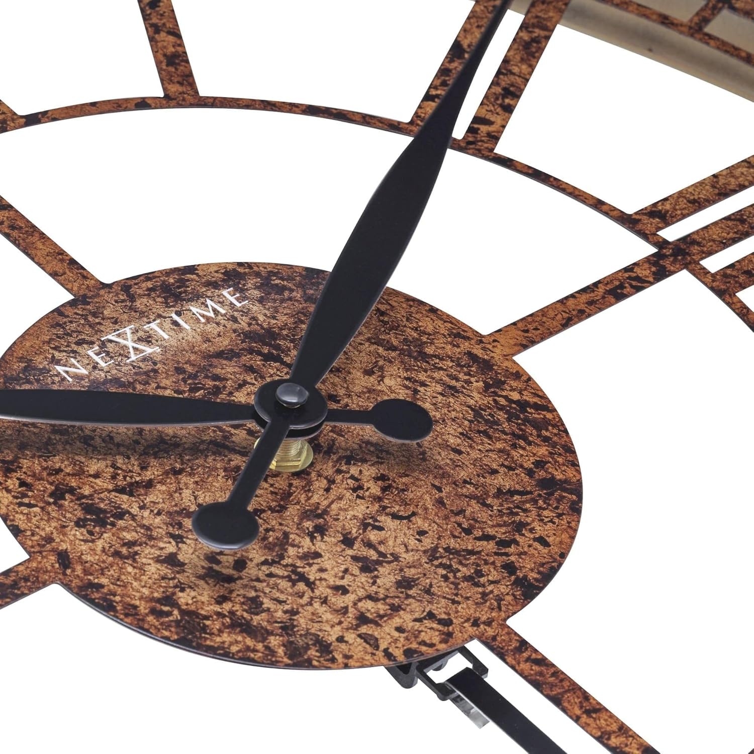 London – Reloj de pared de 20 pulgadas con números romanos y péndulo marrón rústico redondo de metal